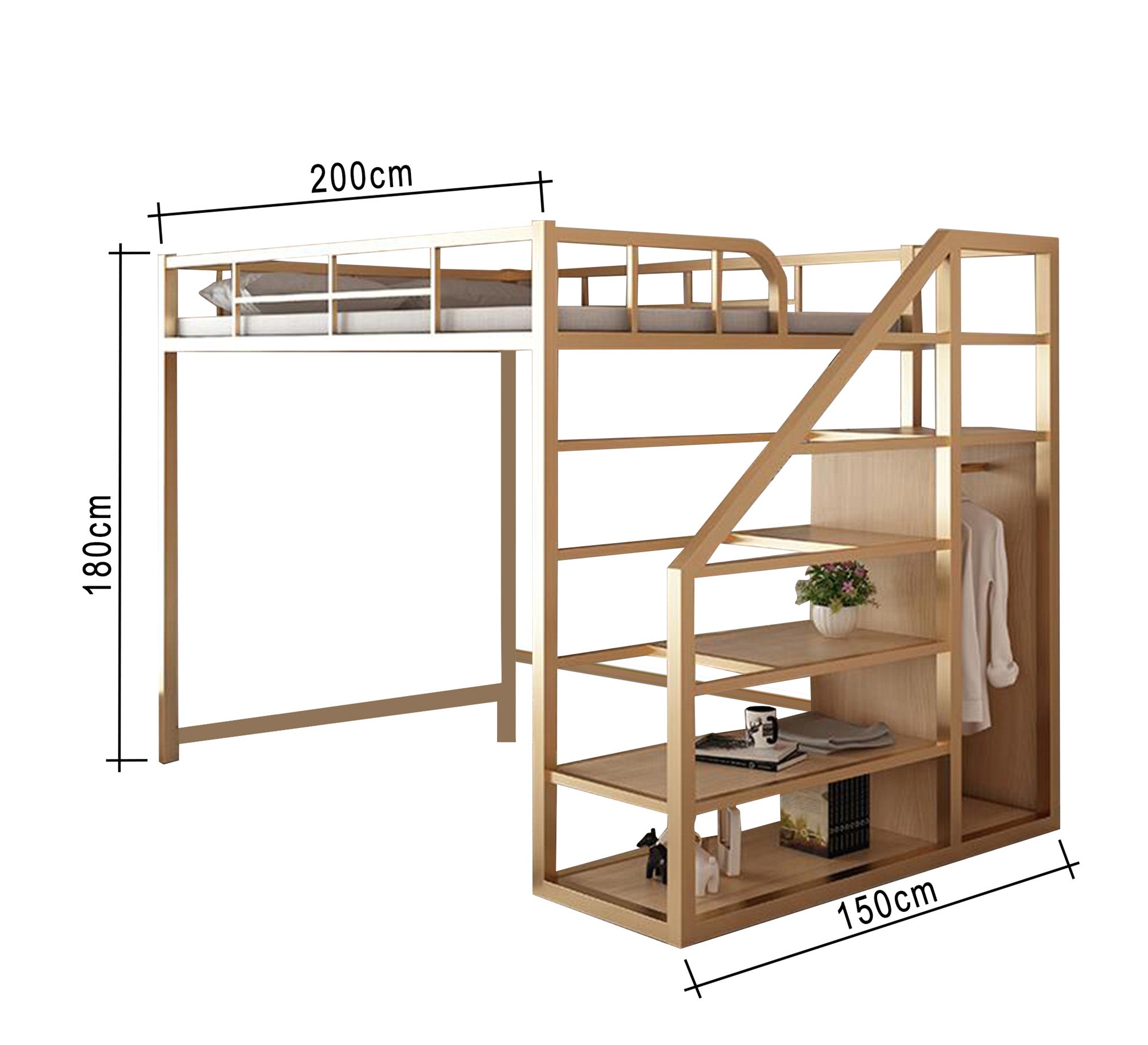 Children's metal bed with Shelves - Vitrine Furniture - Beds