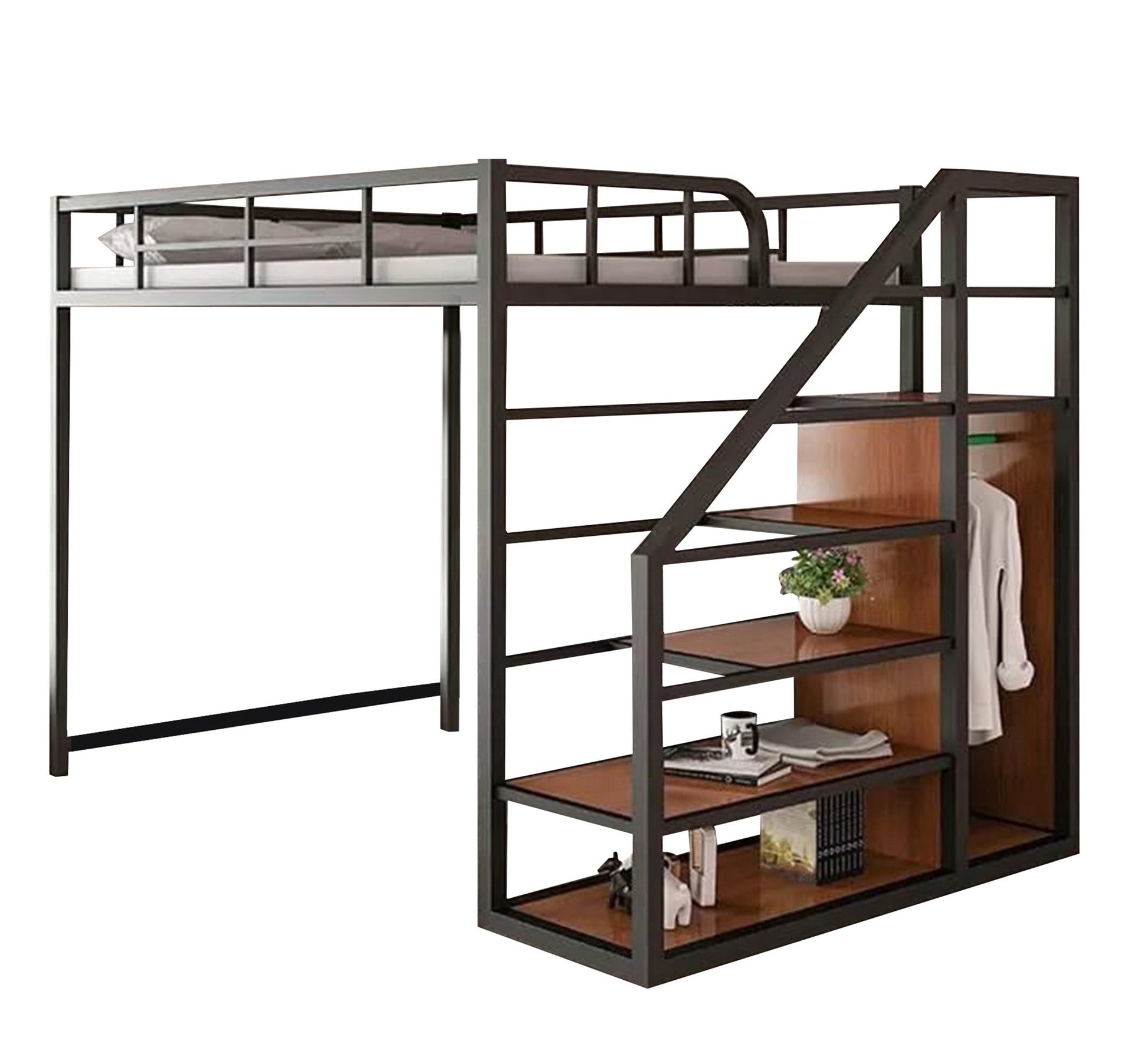 Children's metal bed with Shelves units - Vitrine Furniture - Beds