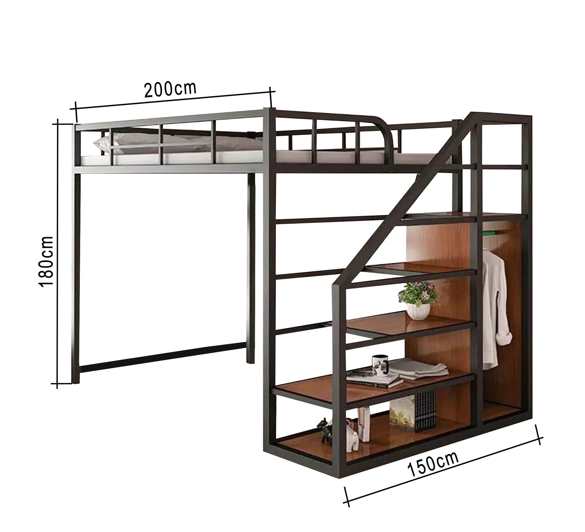 Children's metal bed with Shelves units - Vitrine Furniture - Beds