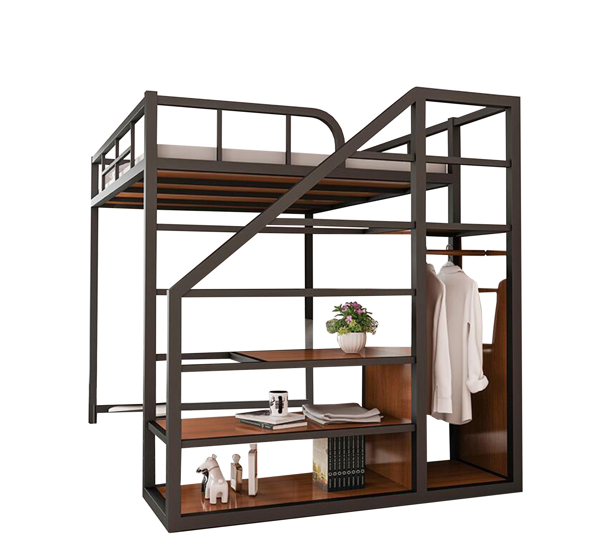 Children's metal bed with Shelves units - Vitrine Furniture - Beds