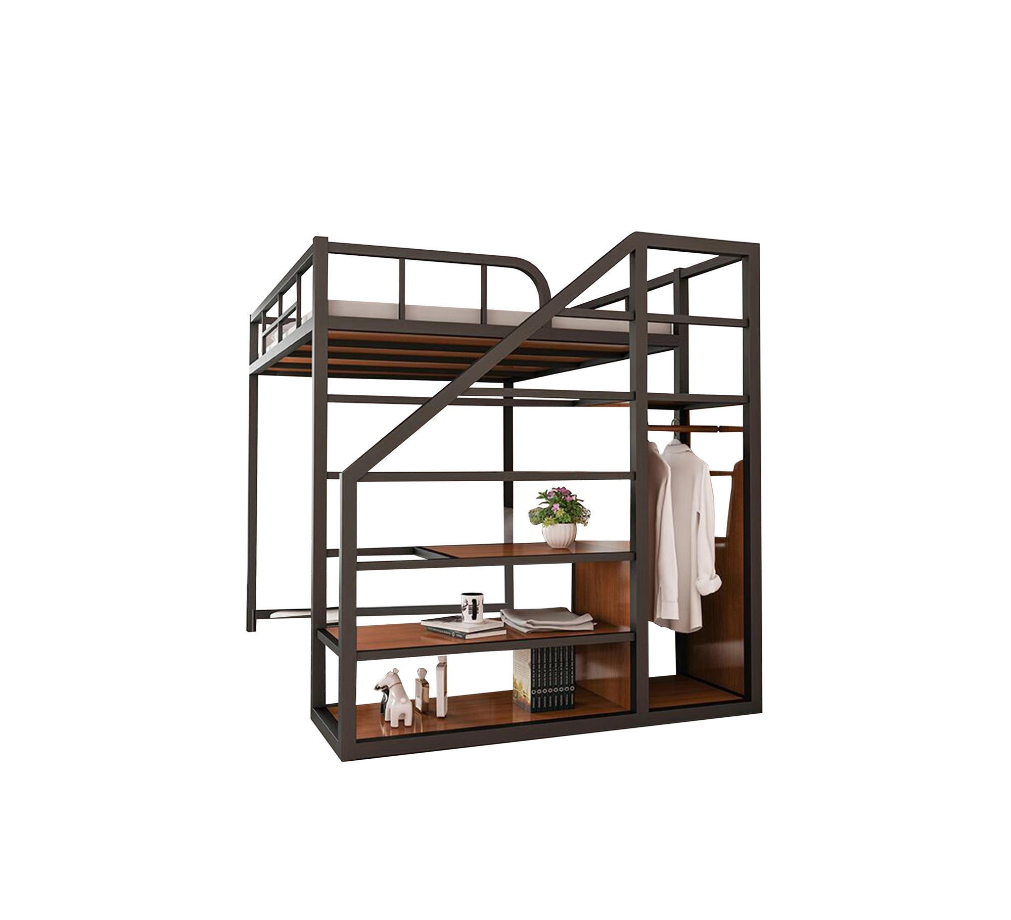 Children's metal bed with Shelves units - Vitrine Furniture - Beds