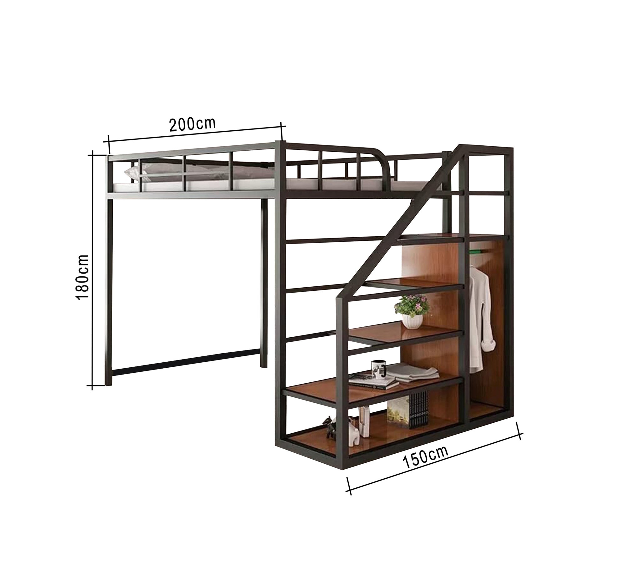 Children's metal bed with Shelves units - Vitrine Furniture - Beds