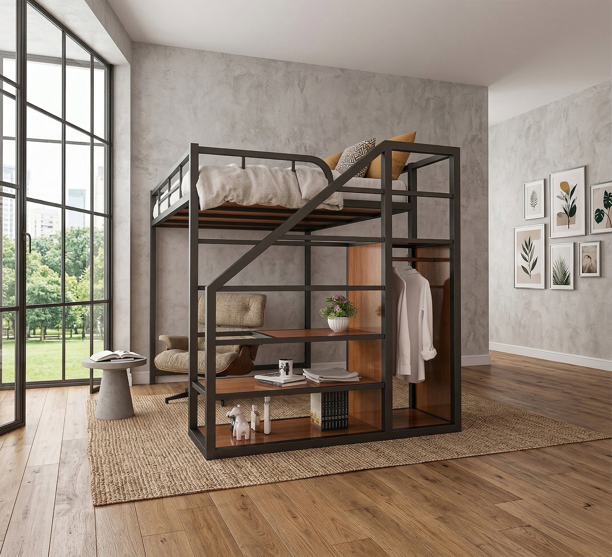 Children's metal bed with Shelves units - Vitrine Furniture - Beds