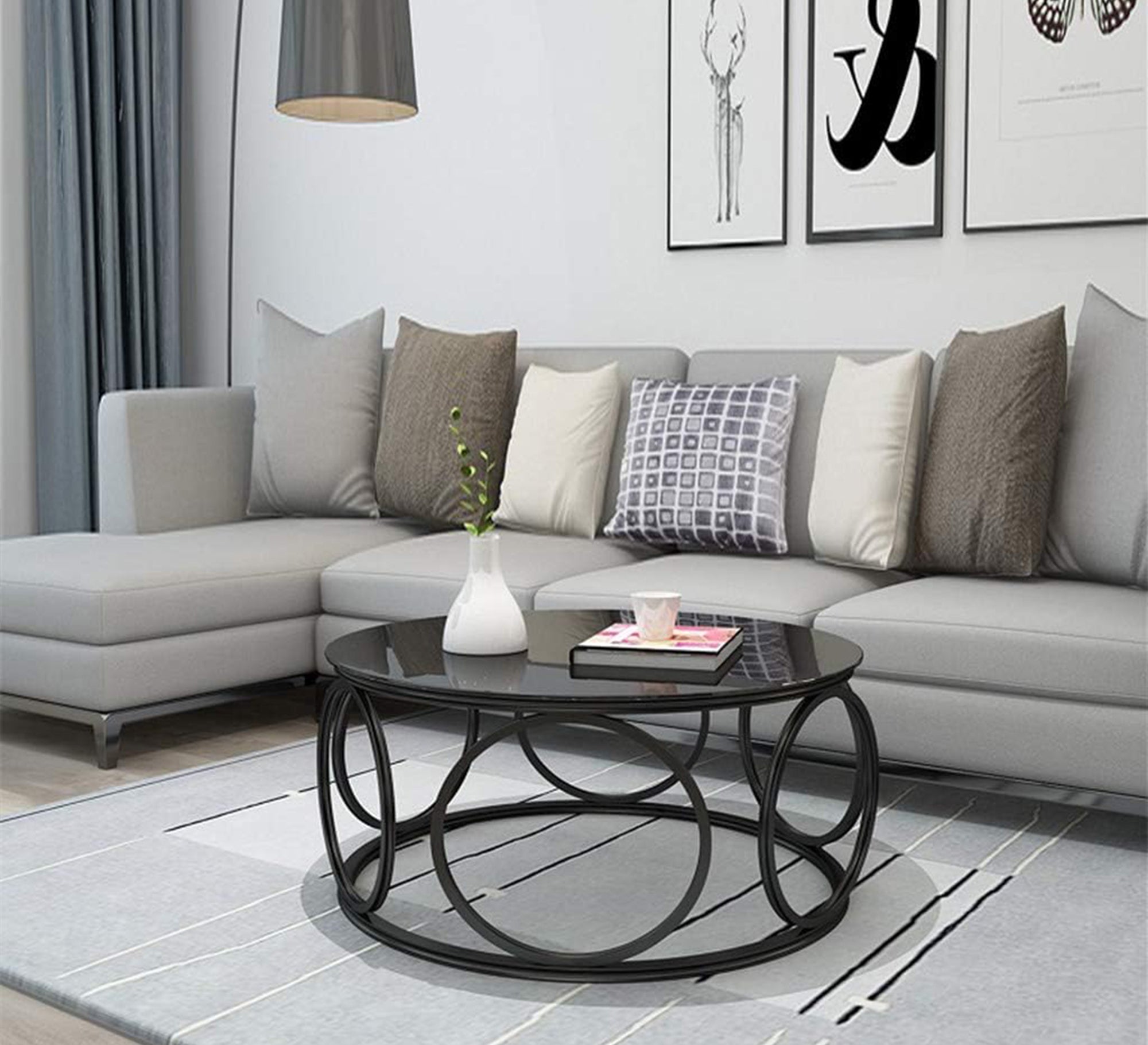 Circular black coffee table - Vitrine Furniture - Furniture