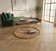 Circular center table with black glass - Vitrine Furniture - Coffee Tables