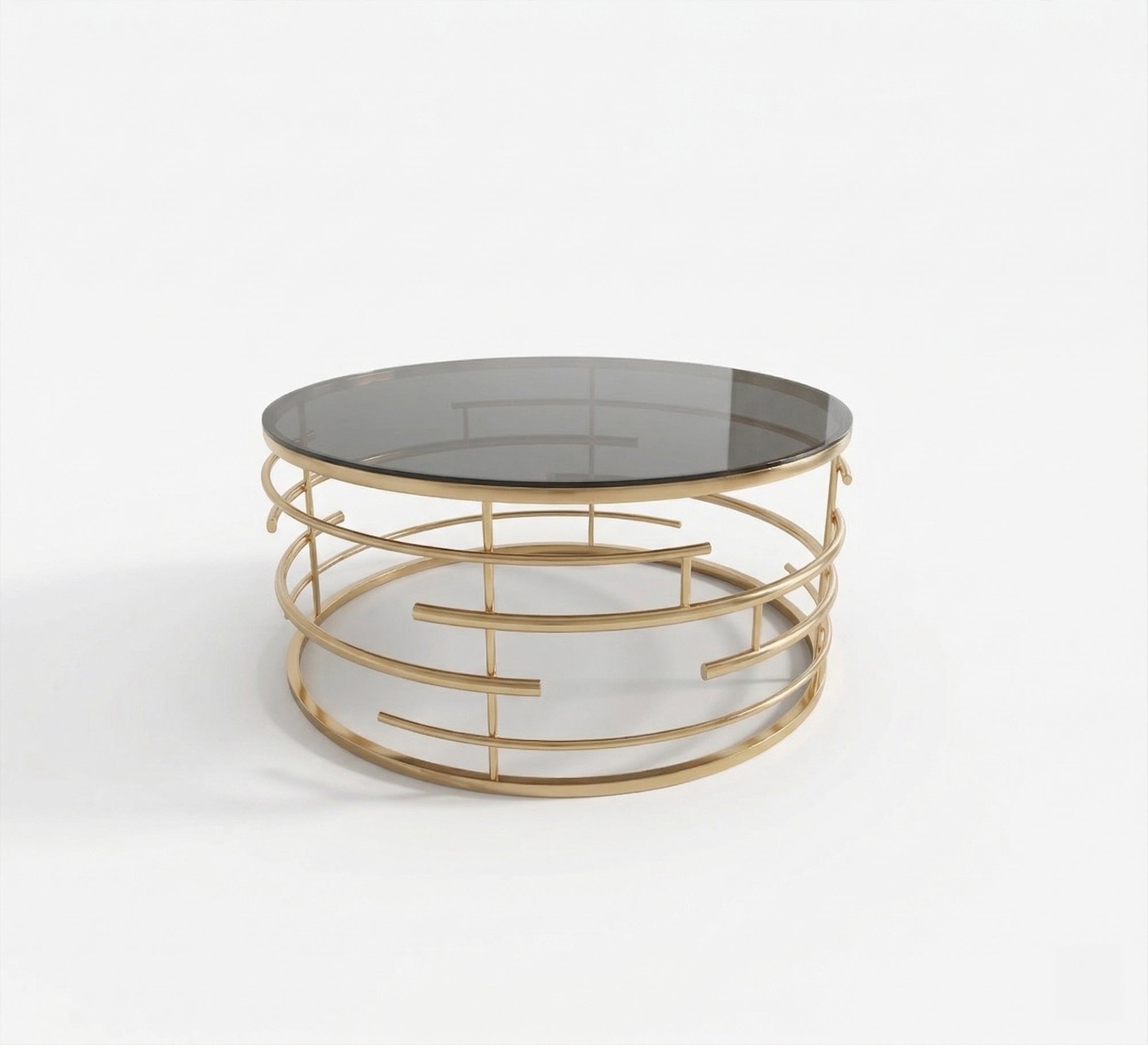 Circular center table with black glass - Vitrine Furniture - Coffee Tables