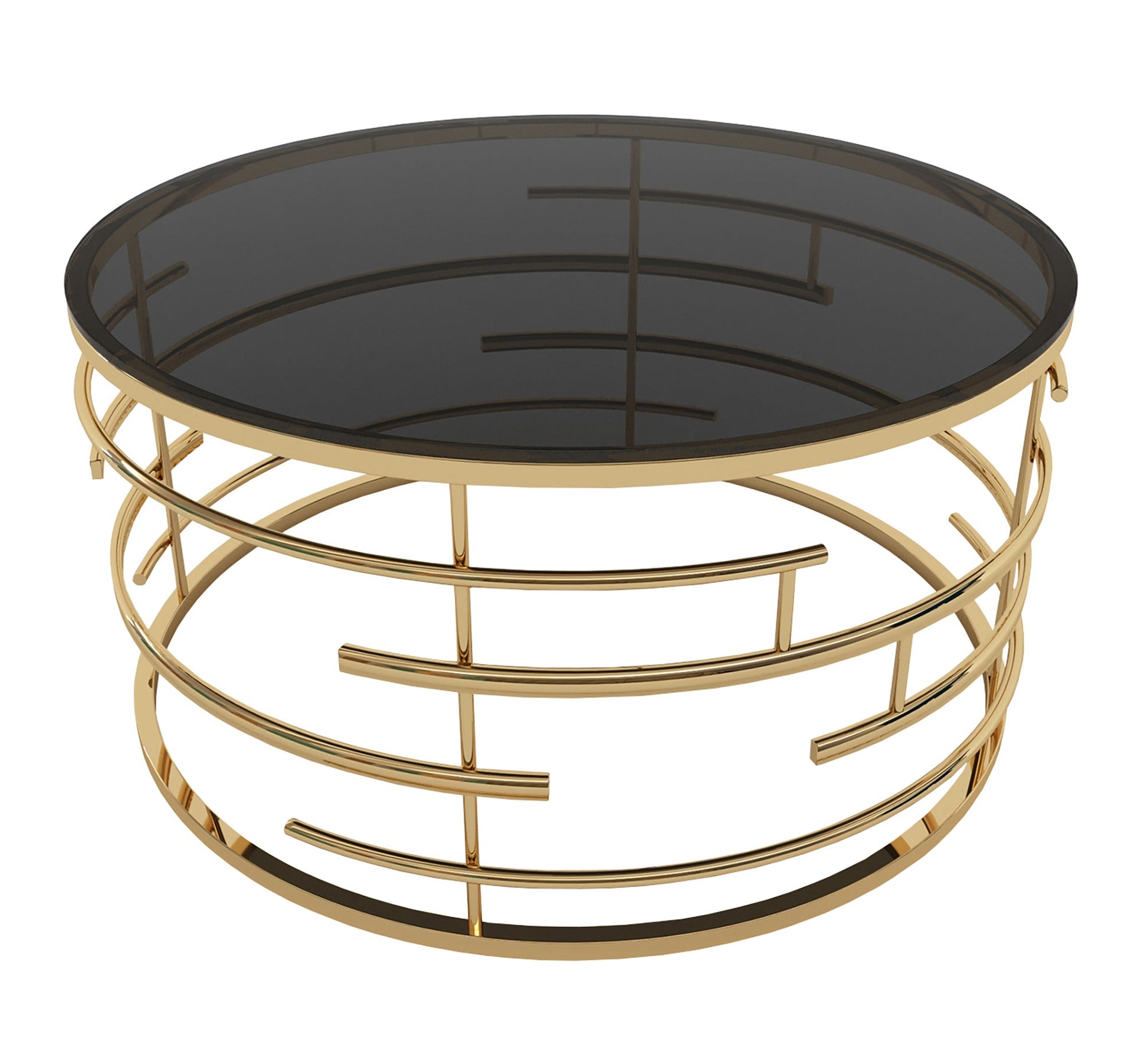 Circular center table with black glass - Vitrine Furniture - Furniture