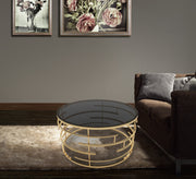 Circular center table with black glass - Vitrine Furniture - Furniture