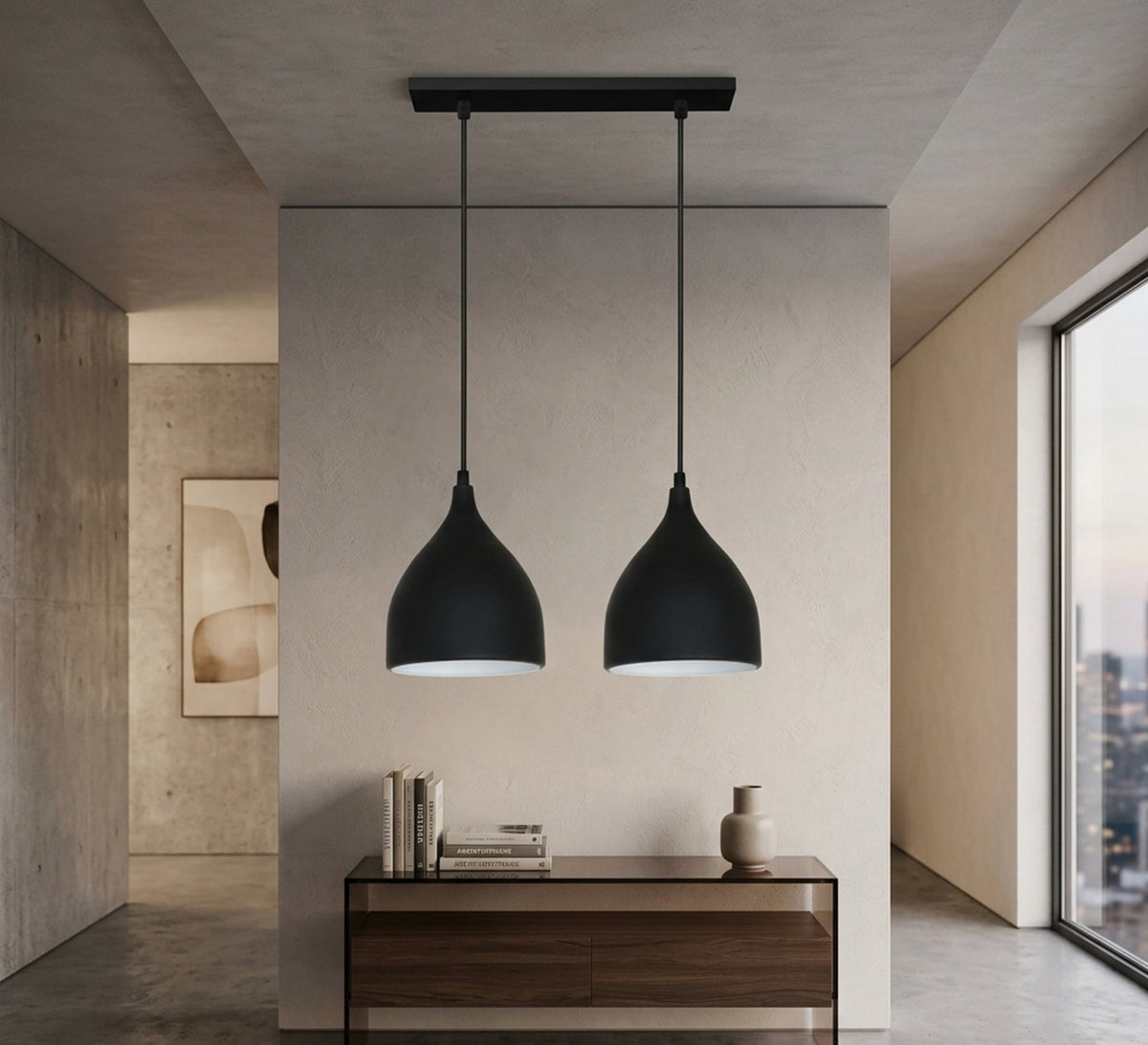 Circular chandelier with three black metal cubes - Vitrine Furniture - Ceiling lights