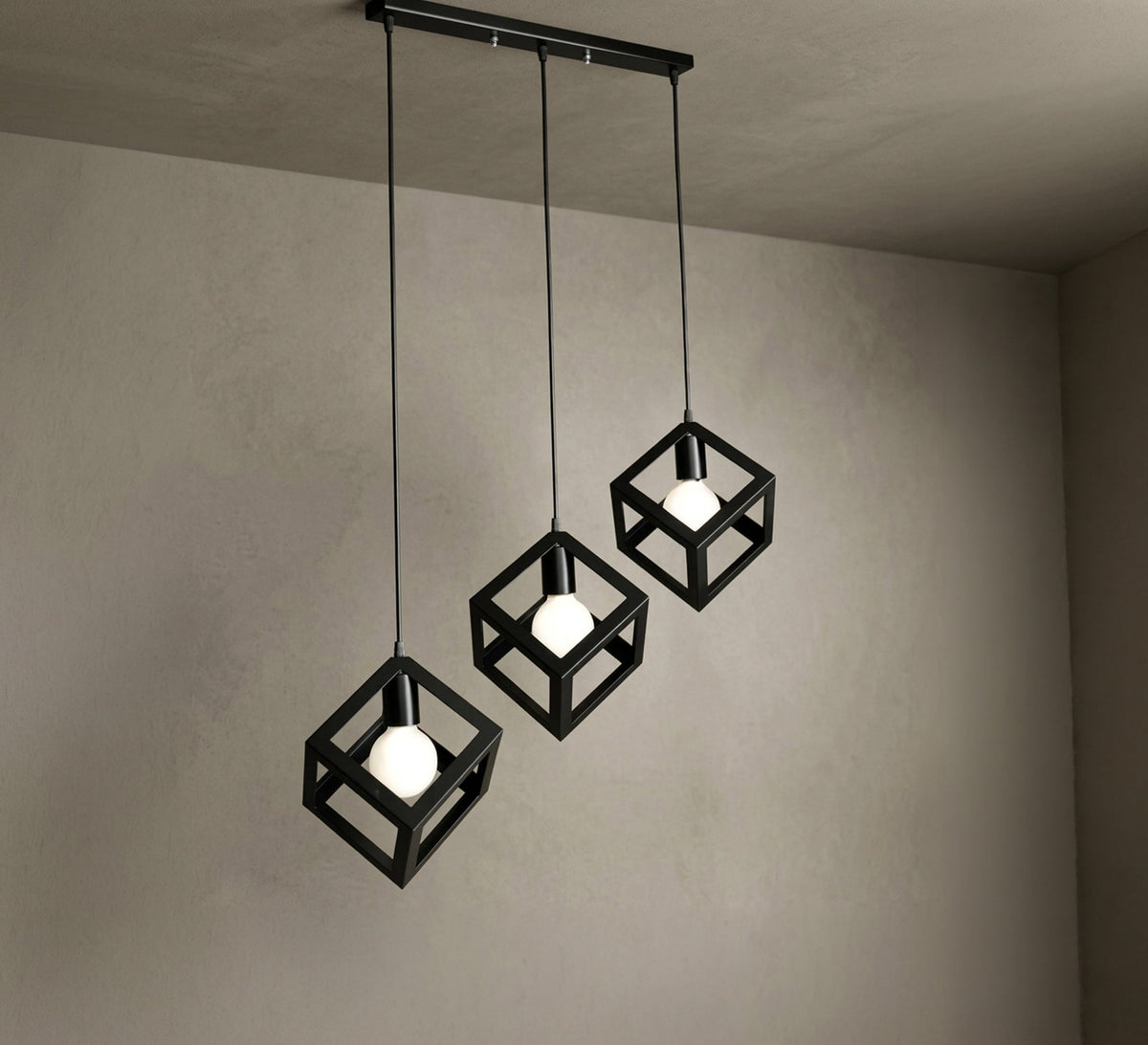 Circular chandelier with three cubes in vibrant colors - Vitrine Furniture - Ceiling lights