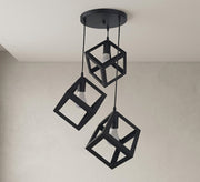 Circular chandelier with three white metal cubes - Vitrine Furniture - Ceiling lights