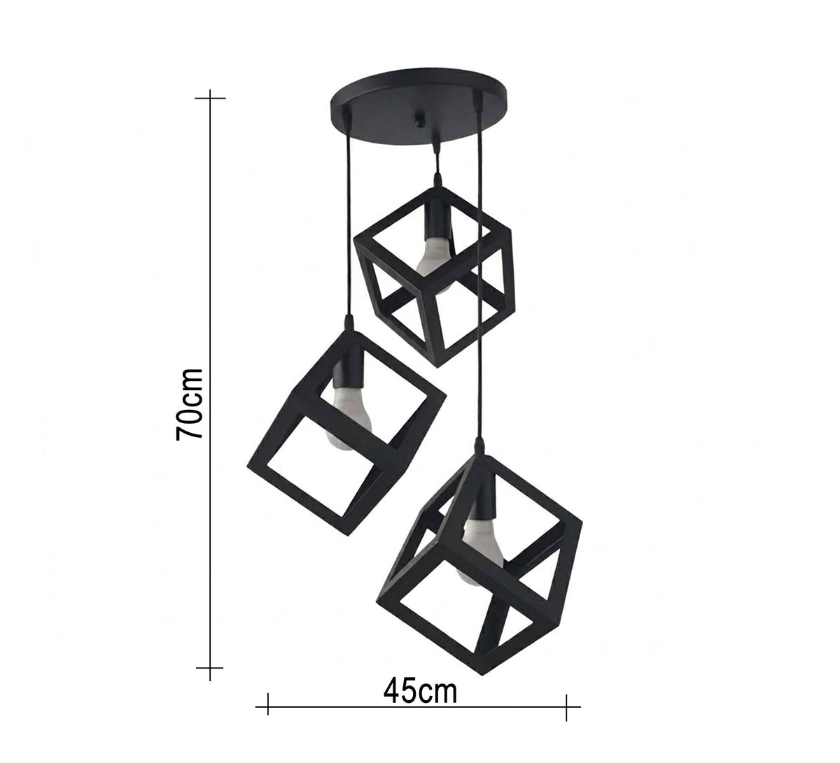 Circular chandelier with three white metal cubes - Vitrine Furniture - Ceiling lights