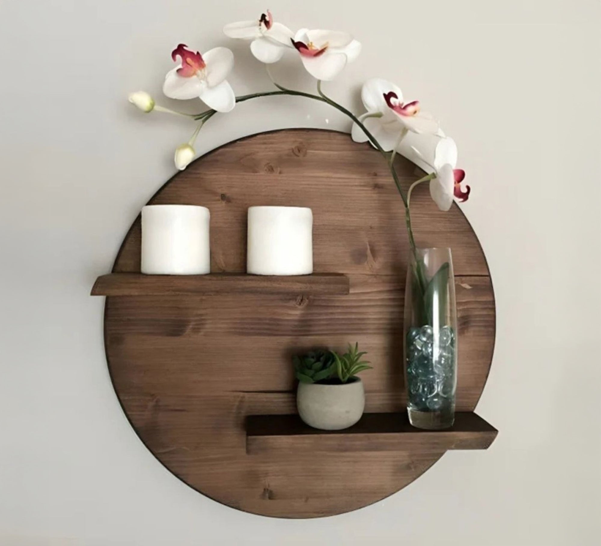 Circular decorative unit with two shelves - Vitrine Furniture - Décor