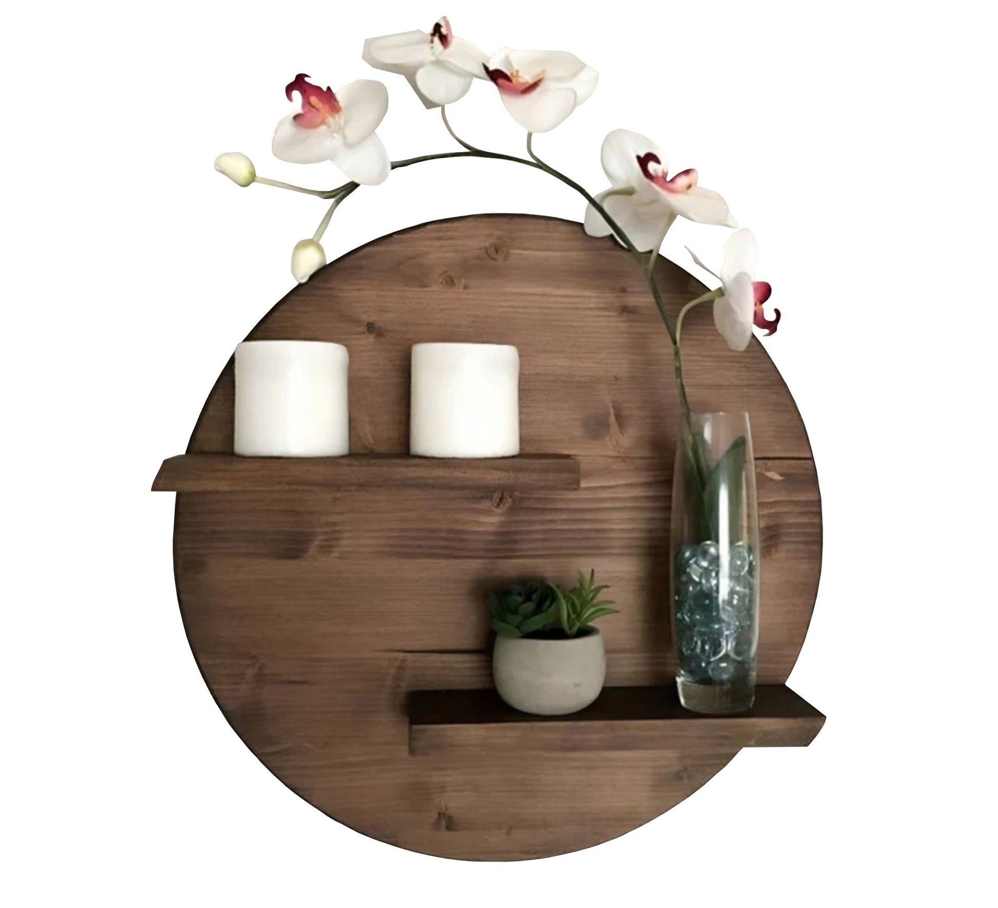 Circular decorative unit with two shelves - Vitrine Furniture - Décor