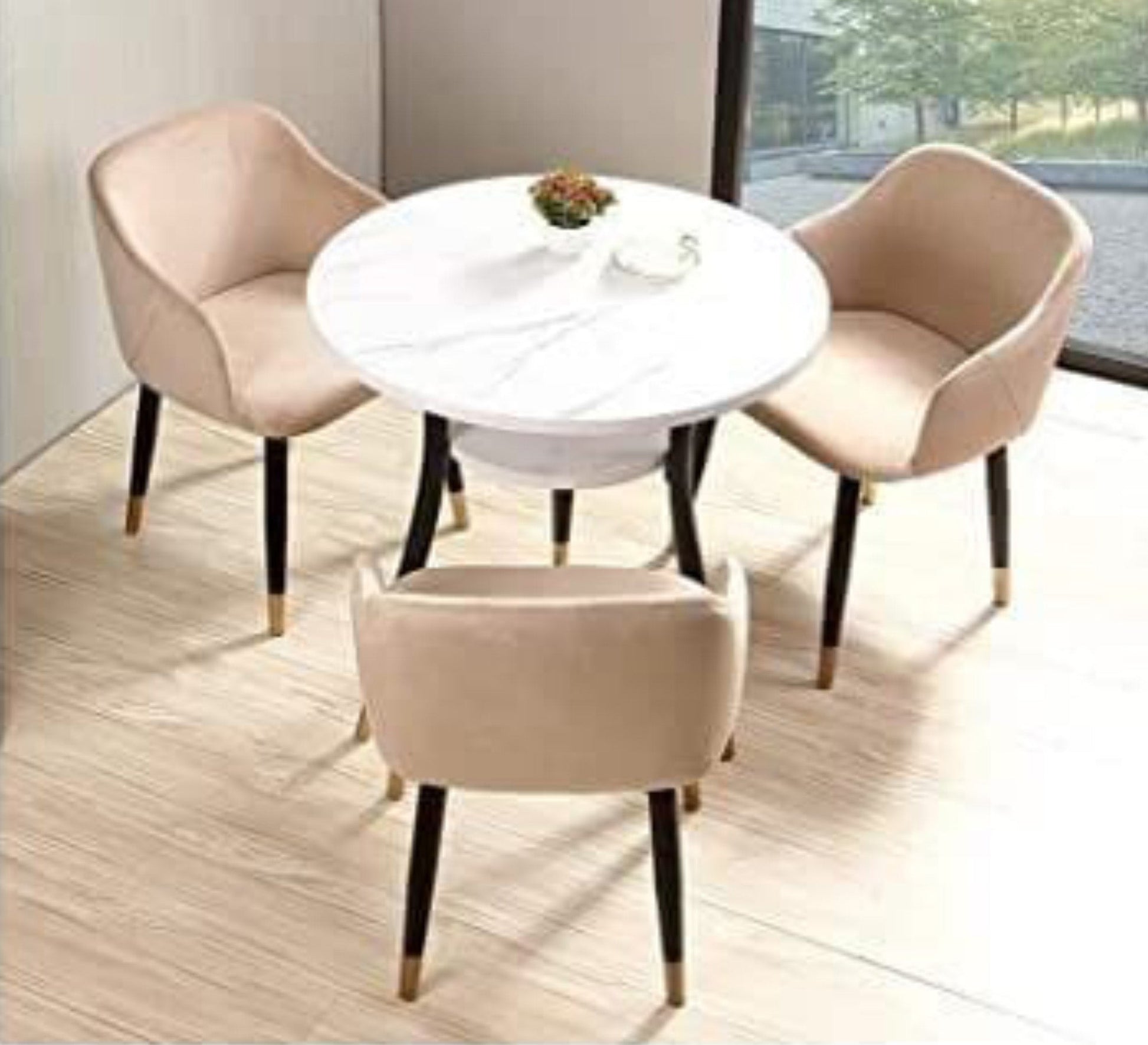 Circular dining table with three chairs - Vitrine Furniture - Furniture