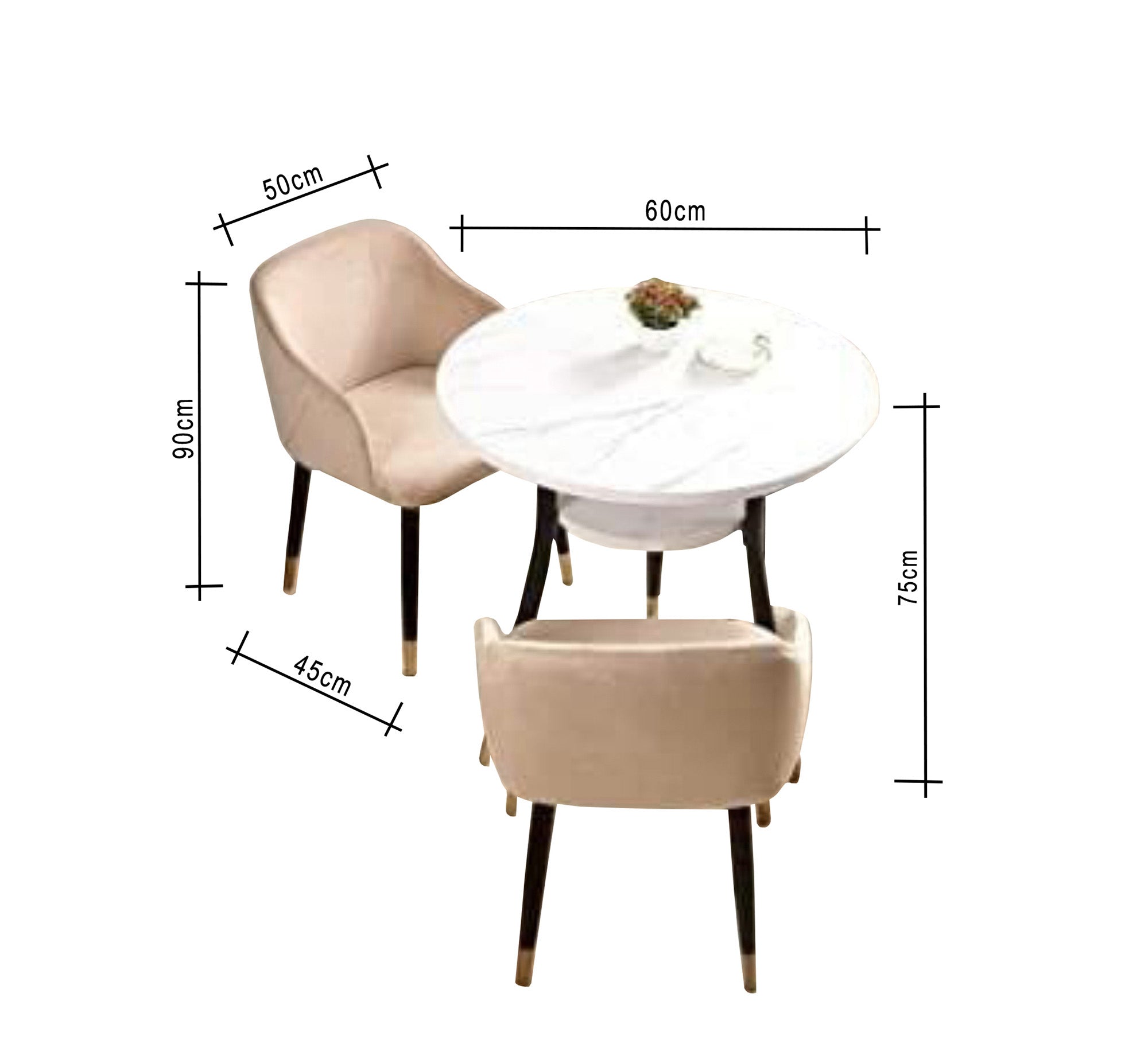Circular dining table with three chairs - Vitrine Furniture - Furniture