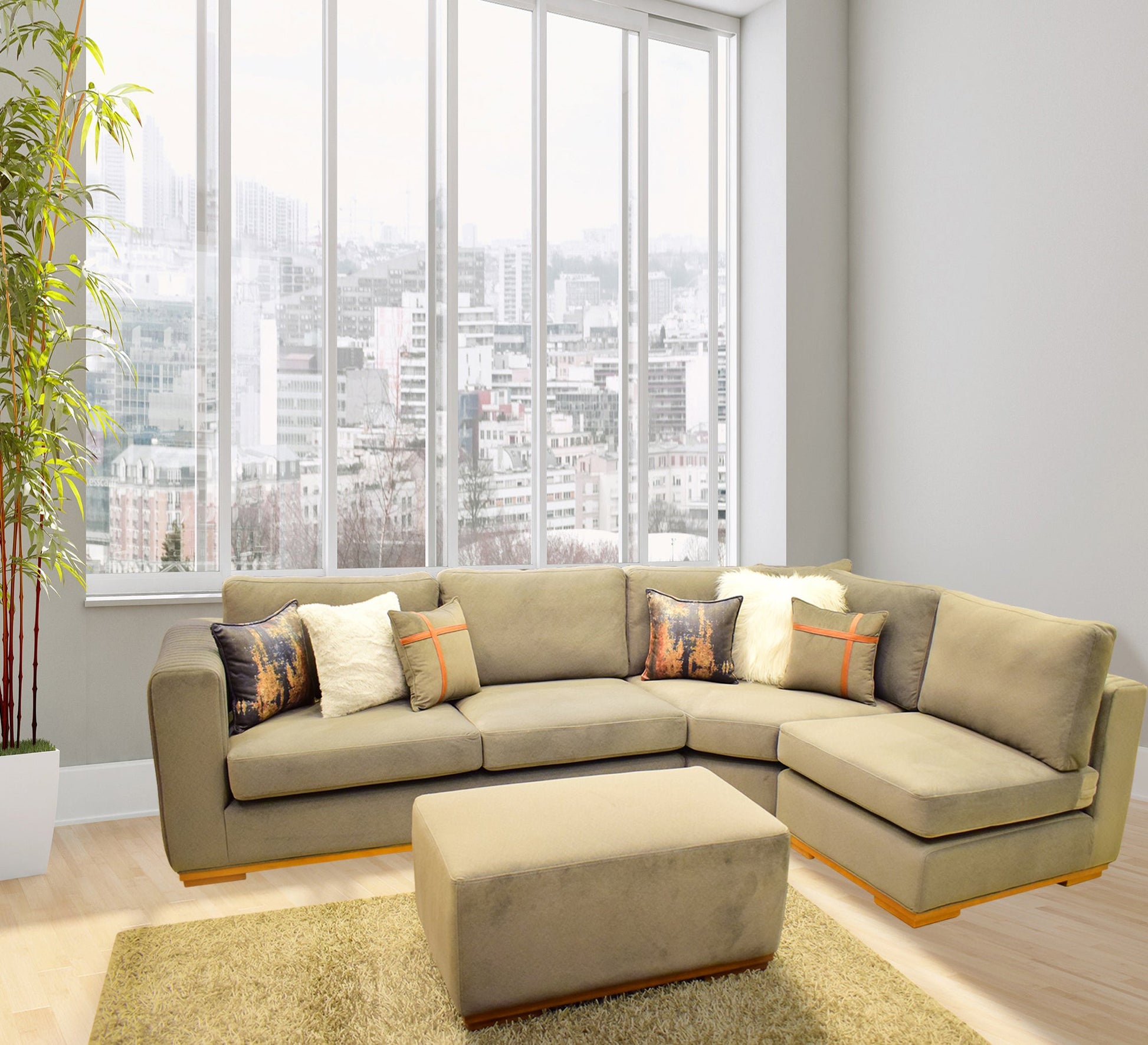 Circular Living Room - Calm & Cozy - Vitrine Furniture - L - shape sofa set