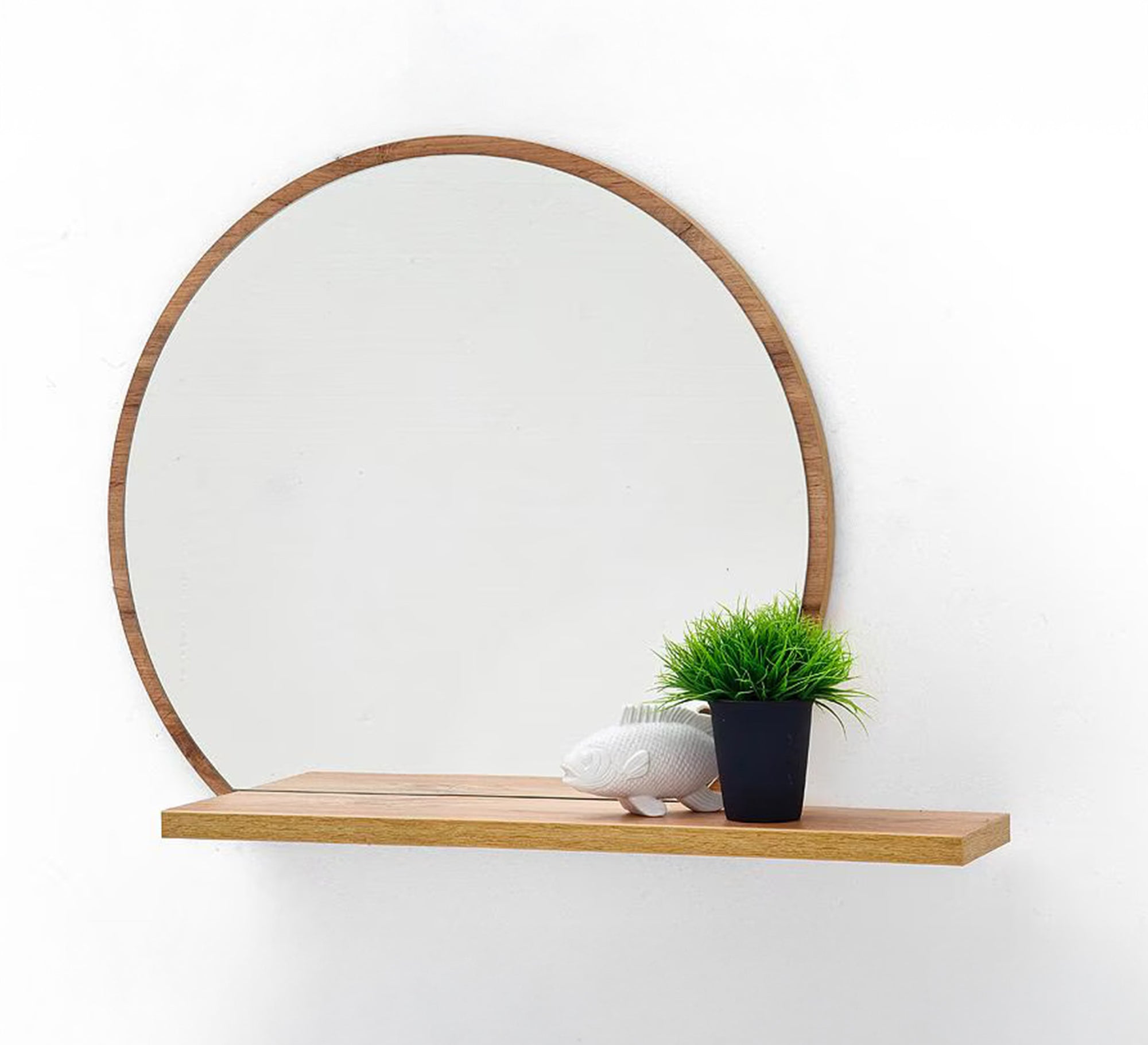 Circular mirror for the home entrance with a distinctive shelf - Vitrine Furniture - Décor