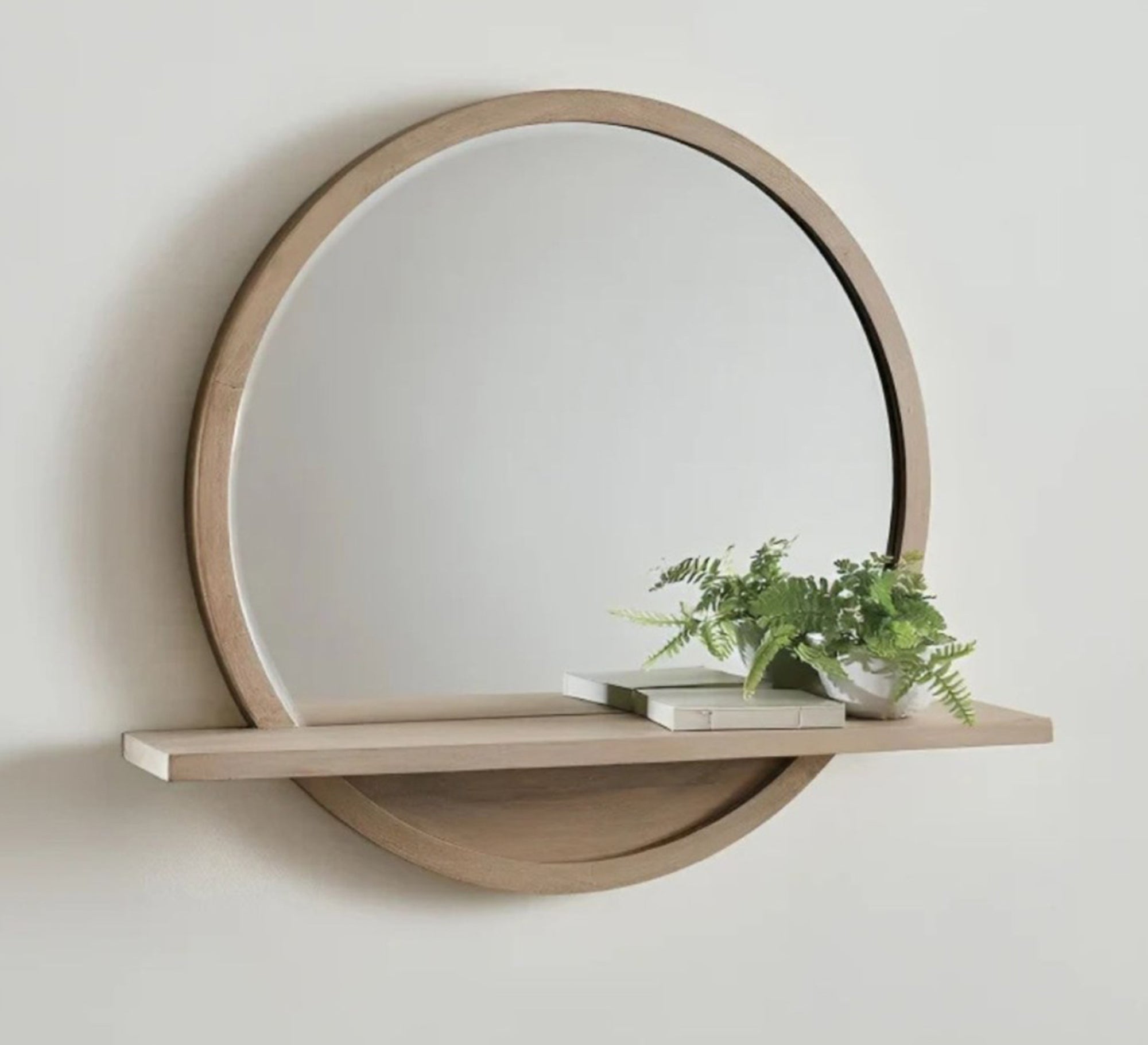 Circular mirror with a decorative shelf for the home entrance - Vitrine Furniture - Décor
