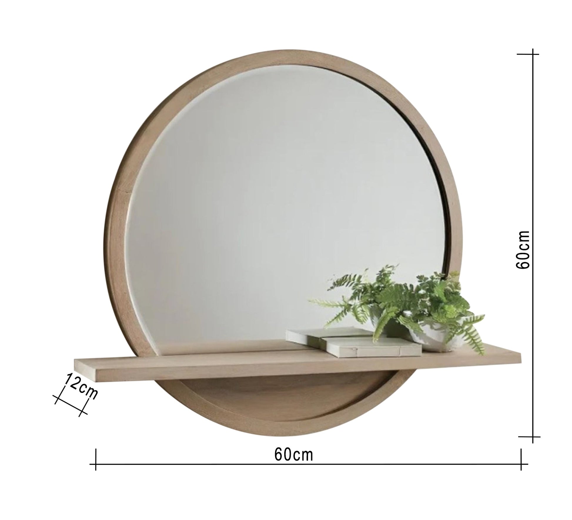 Circular mirror with a decorative shelf for the home entrance - Vitrine Furniture - Décor