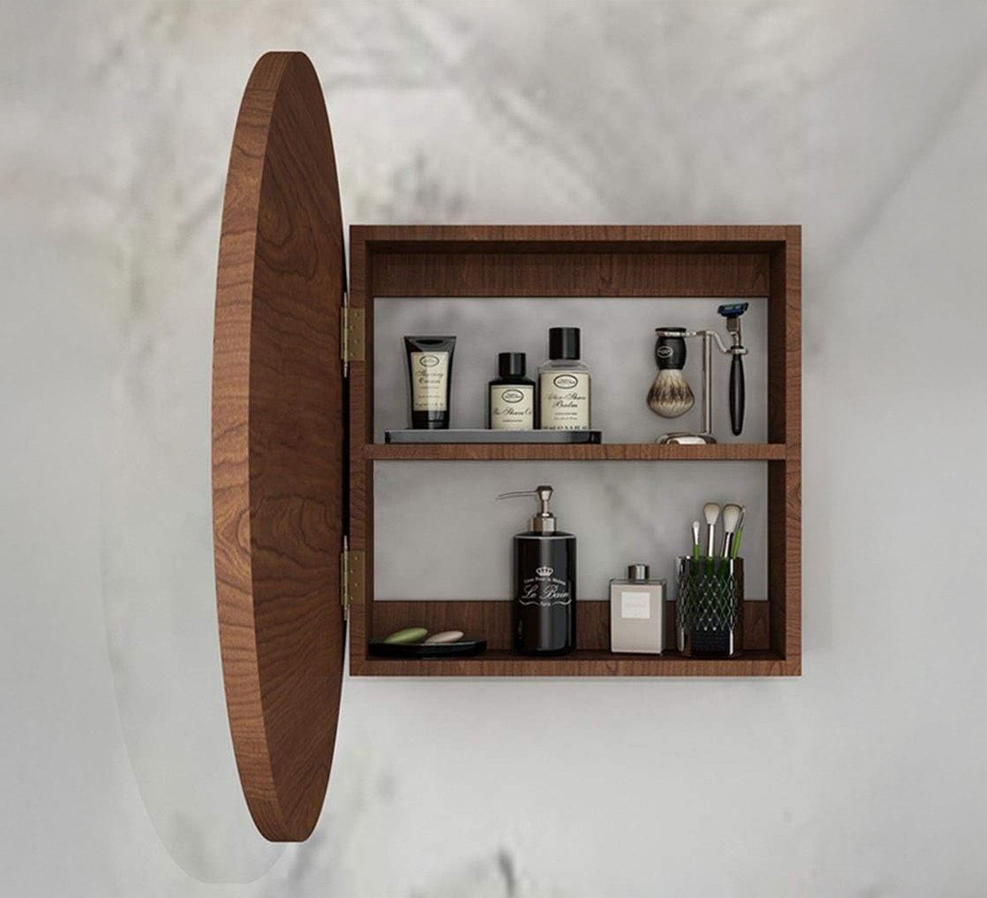 Circular mirror with rear storage - Vitrine Furniture - Furniture