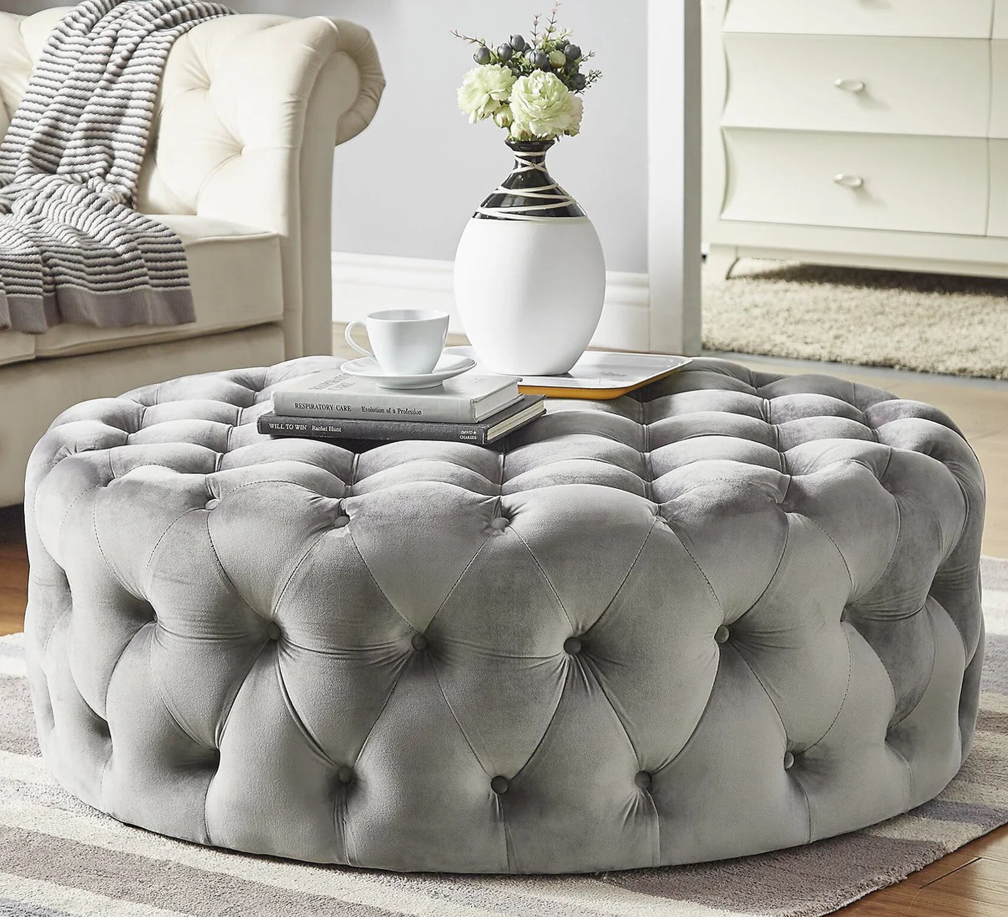Circular pouffe and coffee table with diameter 70 cm - Vitrine Furniture - Furniture