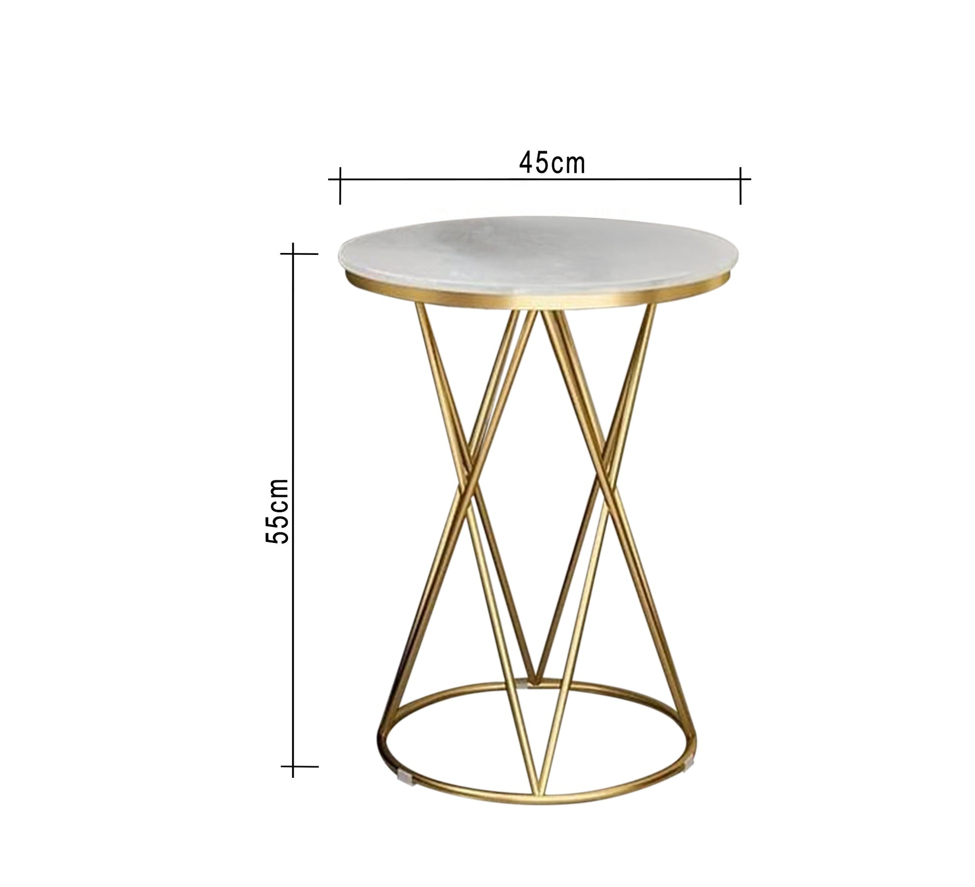 Circular side table with a golden metal frame - Vitrine Furniture - Furniture