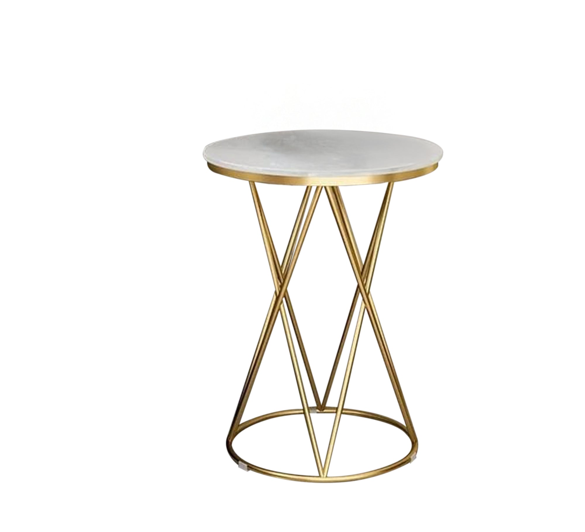 Circular side table with a golden metal frame - Vitrine Furniture - Furniture