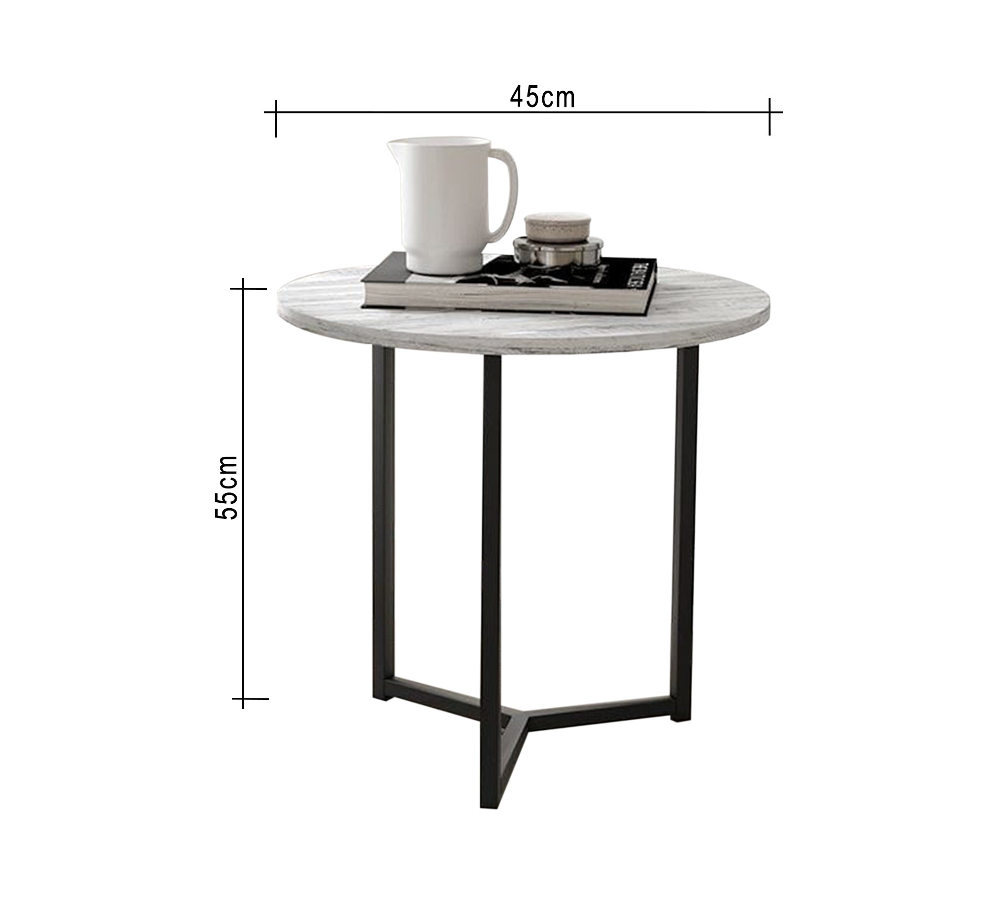 Circular side table with black metal frame - Vitrine Furniture - Furniture
