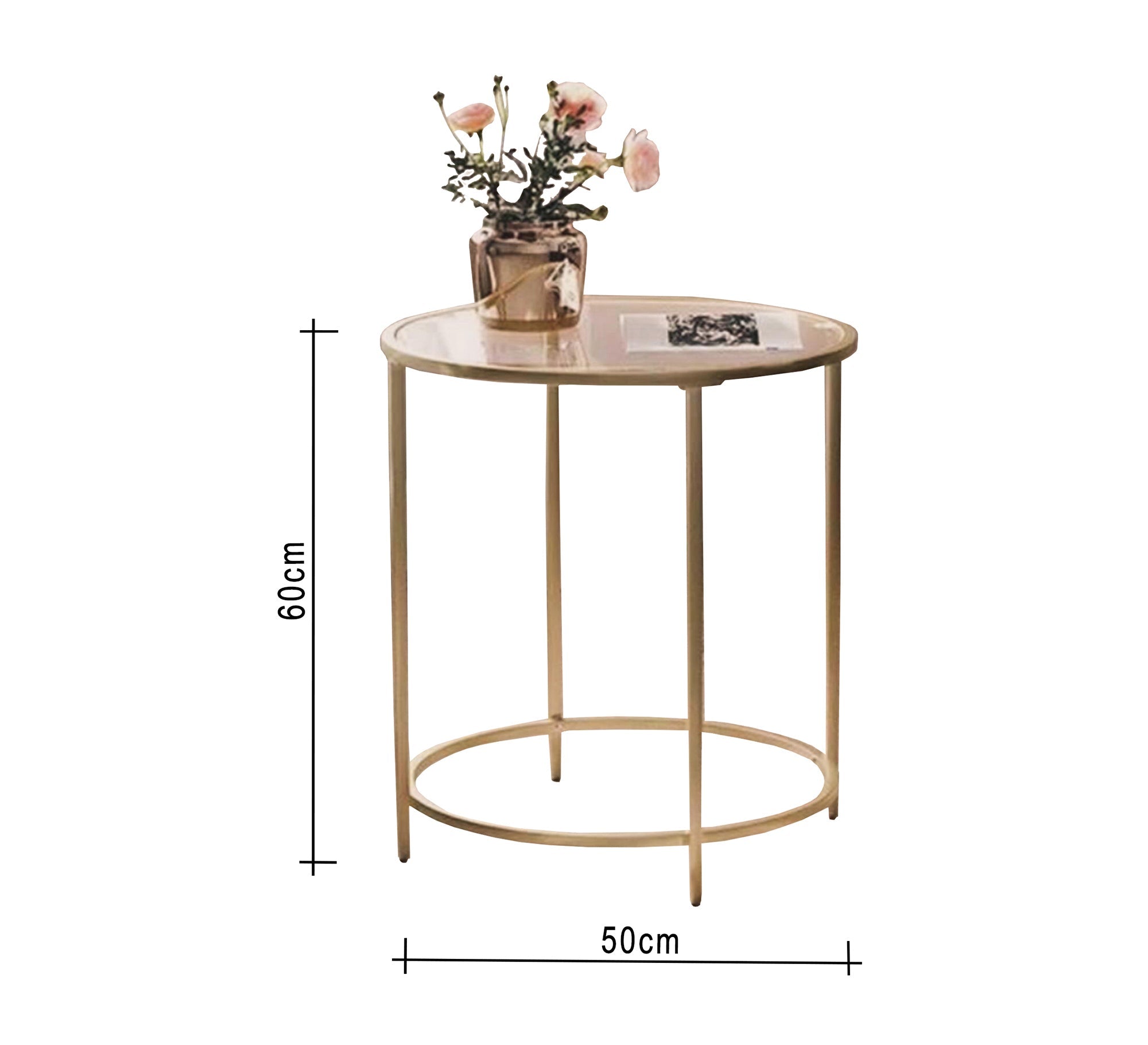 Circular side table with glass surface - Vitrine Furniture - Furniture