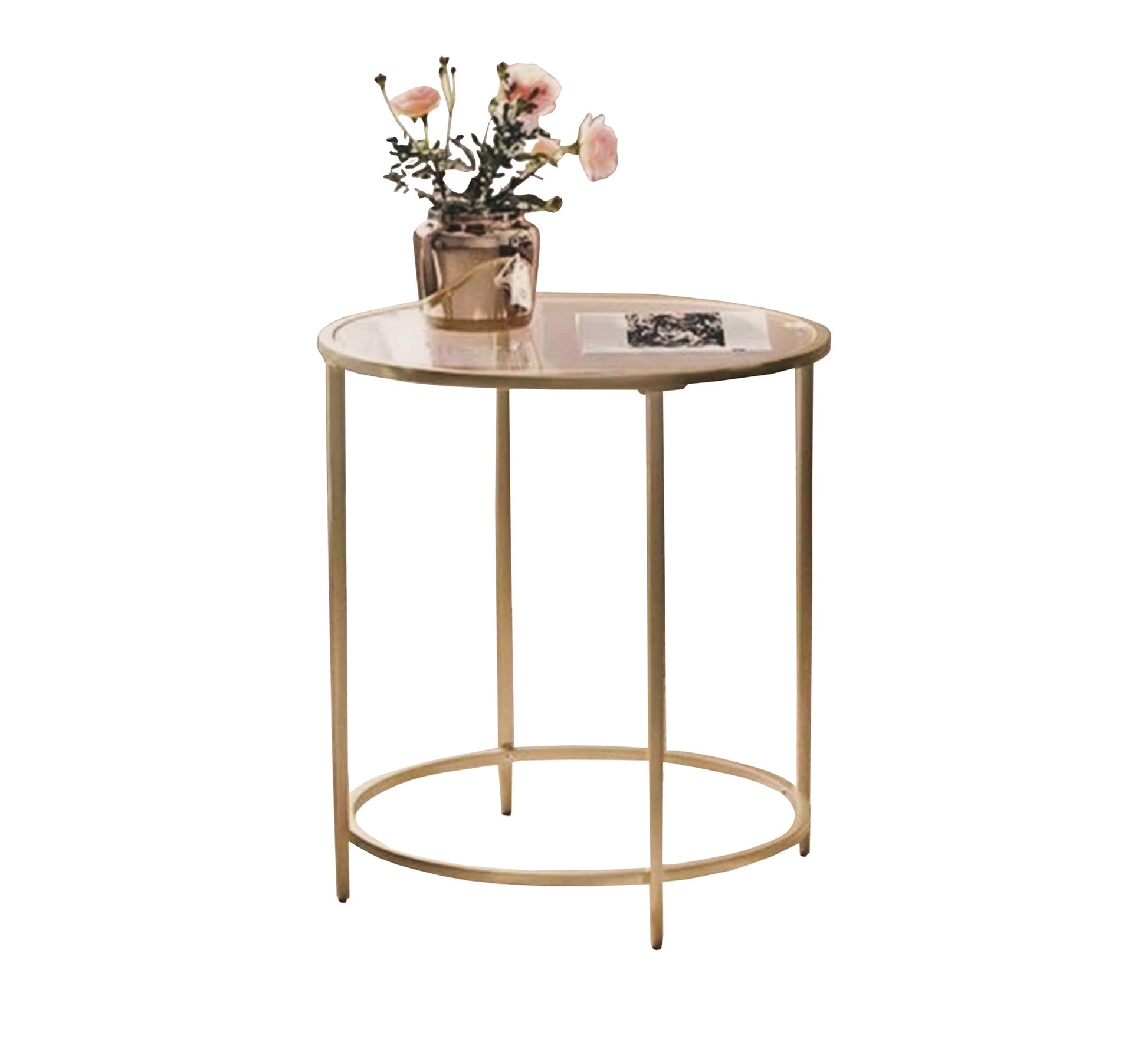 Circular side table with glass surface - Vitrine Furniture - Furniture