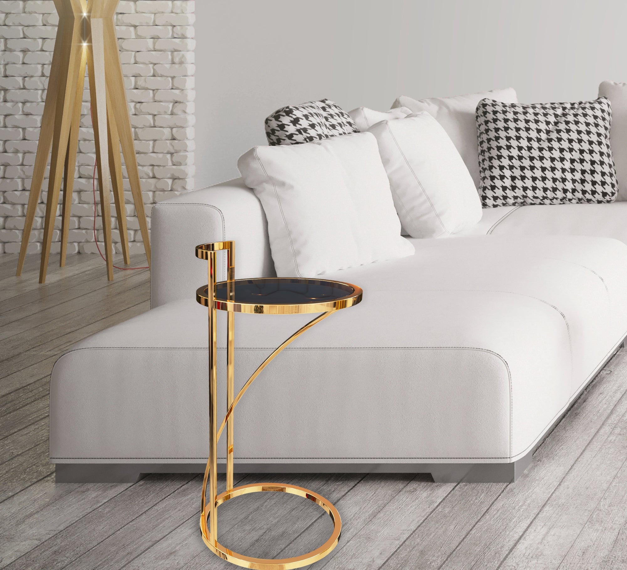 Circular table with black glass top - Vitrine Furniture - Furniture