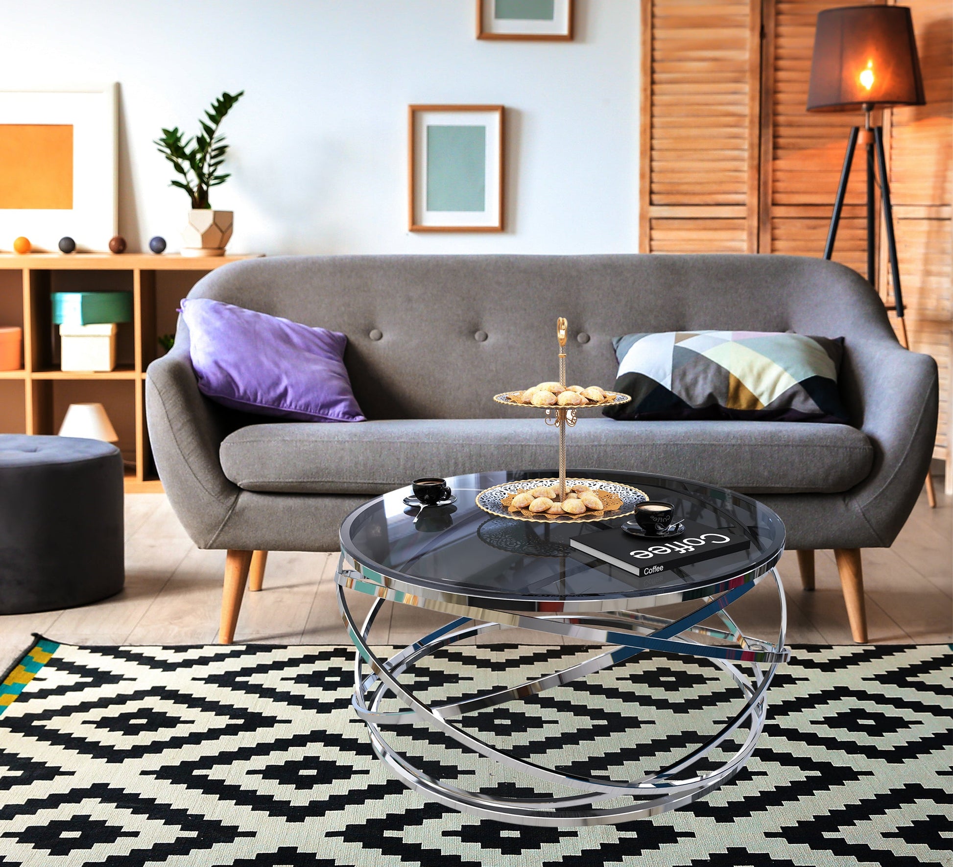 Circular table with silver blown chassis - Vitrine Furniture - Furniture