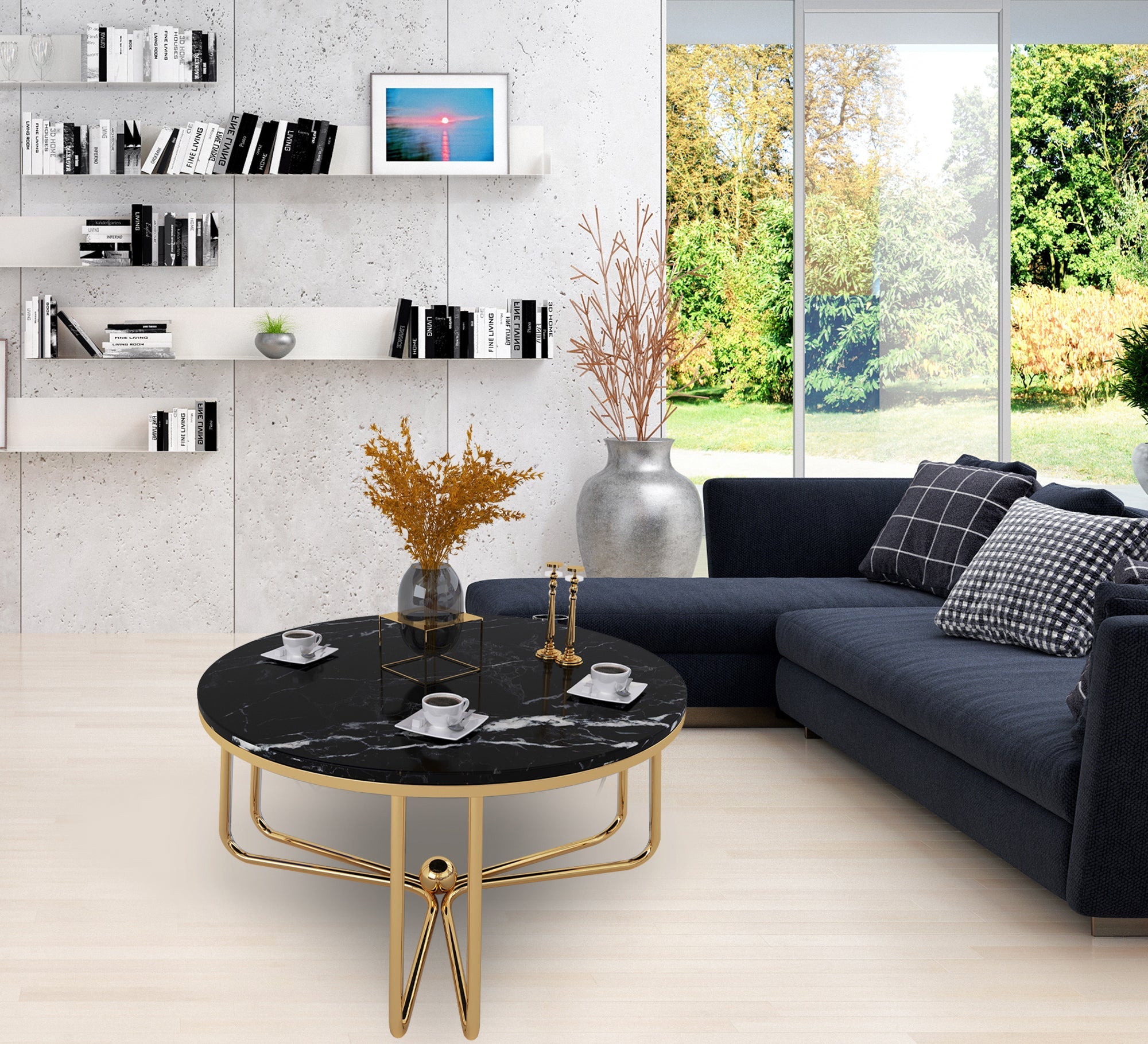 Circular table with Spanish marble top - Vitrine Furniture - Furniture