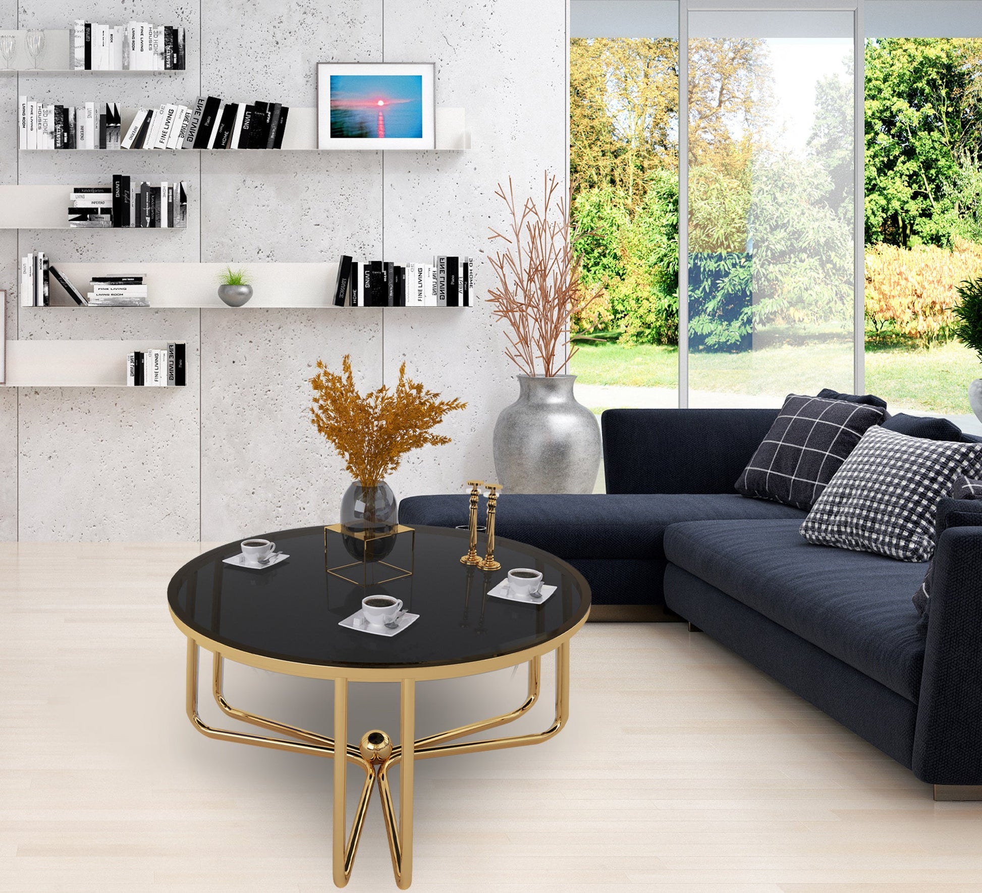 Circular table with three interlocking legs - Vitrine Furniture - Furniture