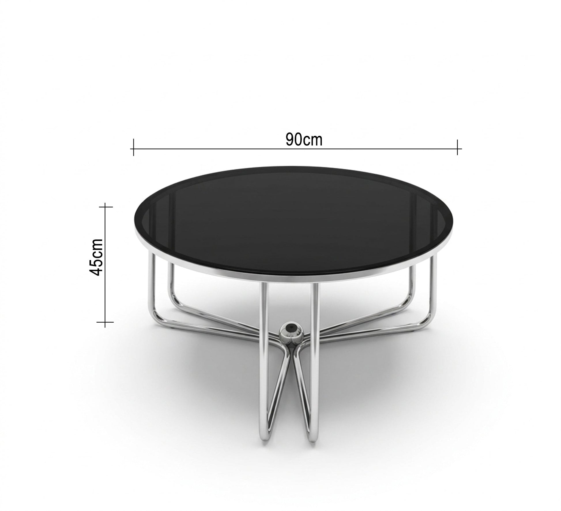 Circular table with three - legged chassis and black glass - Vitrine Furniture - Coffee Tables
