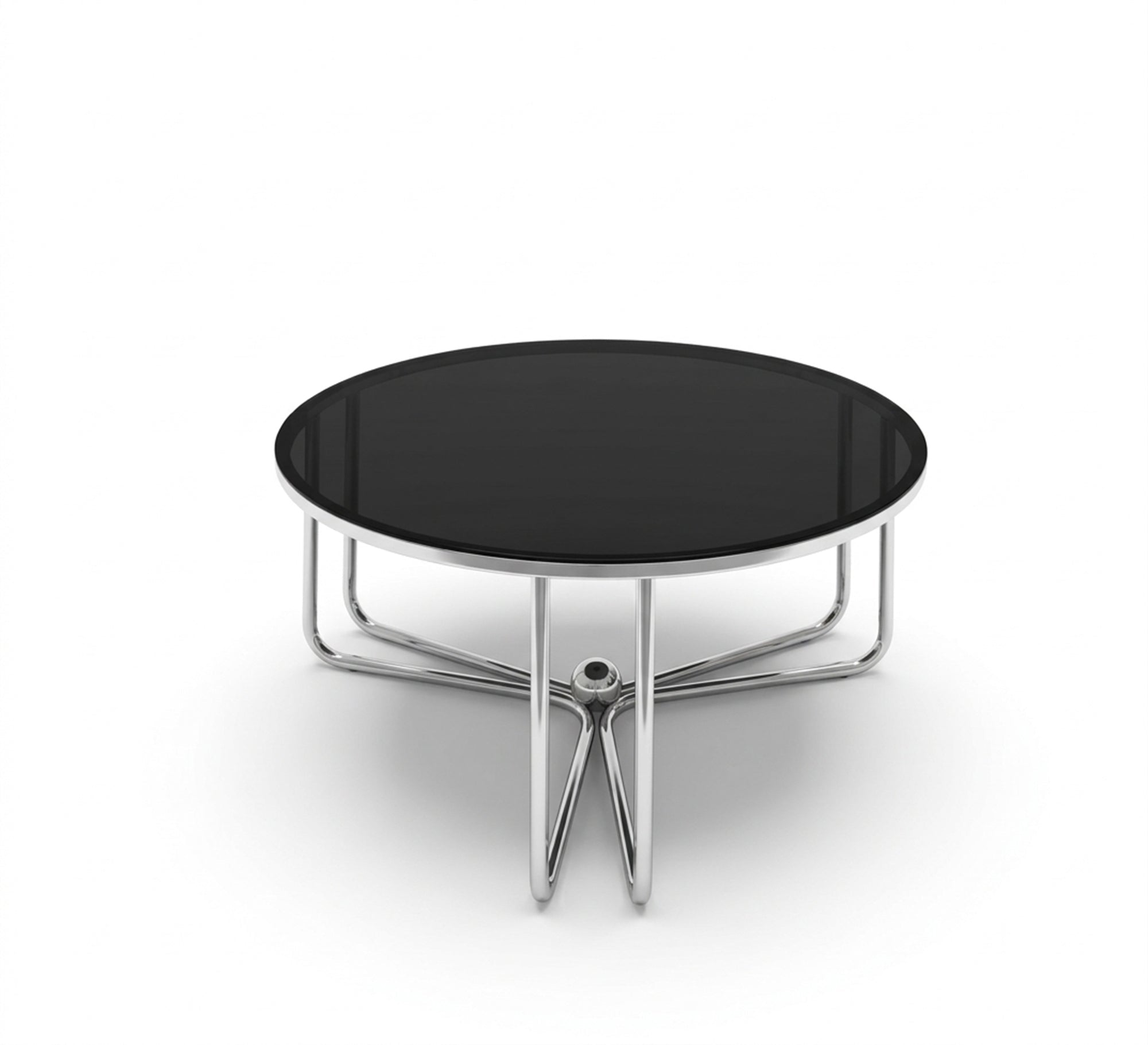 Circular table with three - legged chassis and black glass - Vitrine Furniture - Coffee Tables