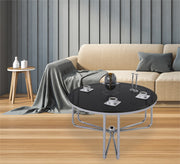 Circular table with three - legged chassis and black glass - Vitrine Furniture - Furniture