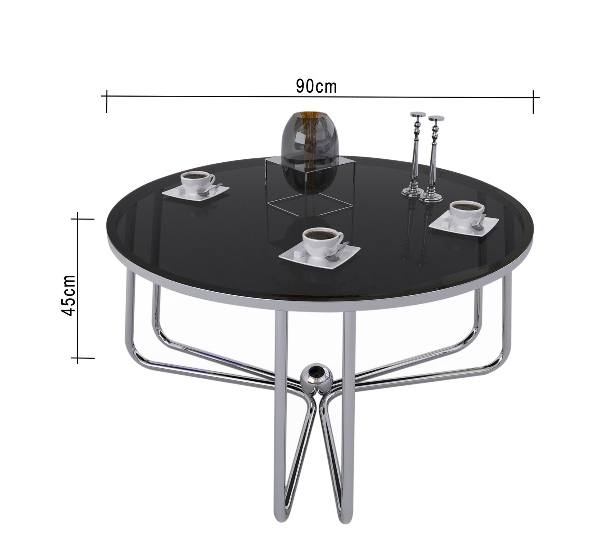 Circular table with three - legged chassis and black glass - Vitrine Furniture - Furniture