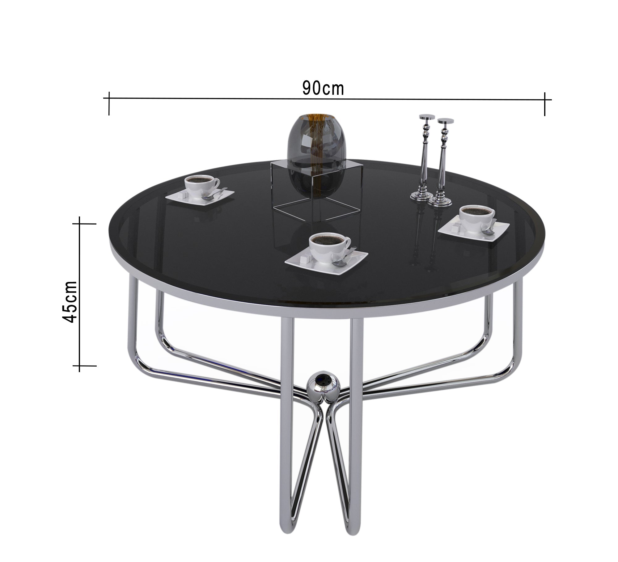 Circular table with three - legged chassis and black glass - Vitrine Furniture - Furniture