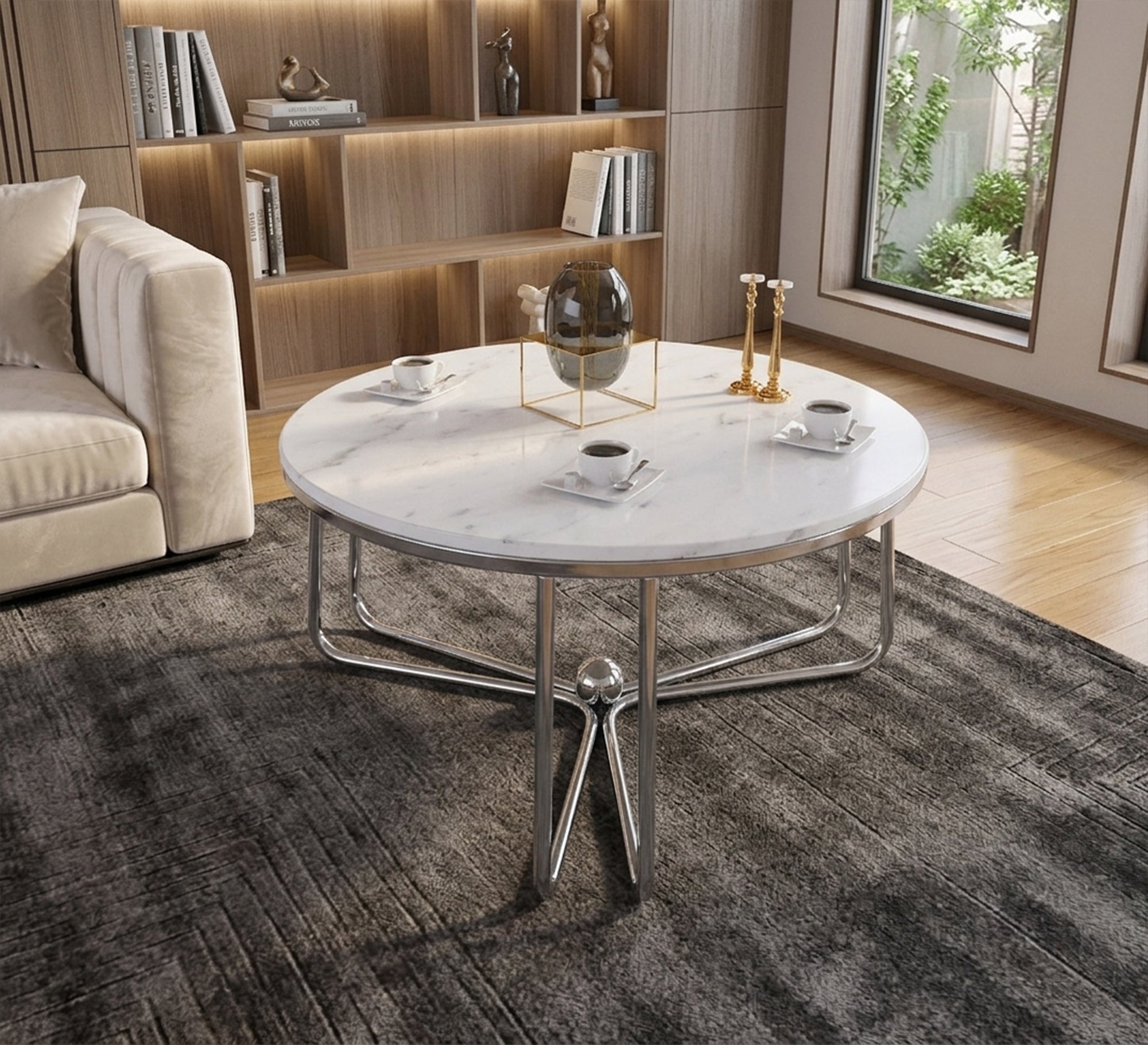 Circular table with three - legged chassis - Vitrine Furniture - Coffee Tables