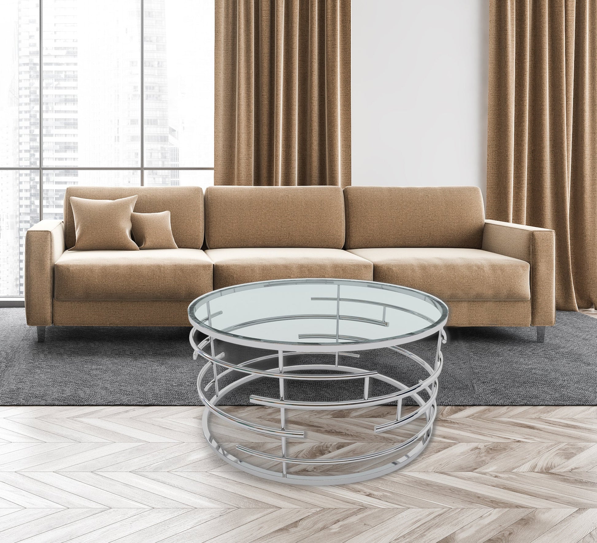 Circular table with transparent glass - Vitrine Furniture - Furniture