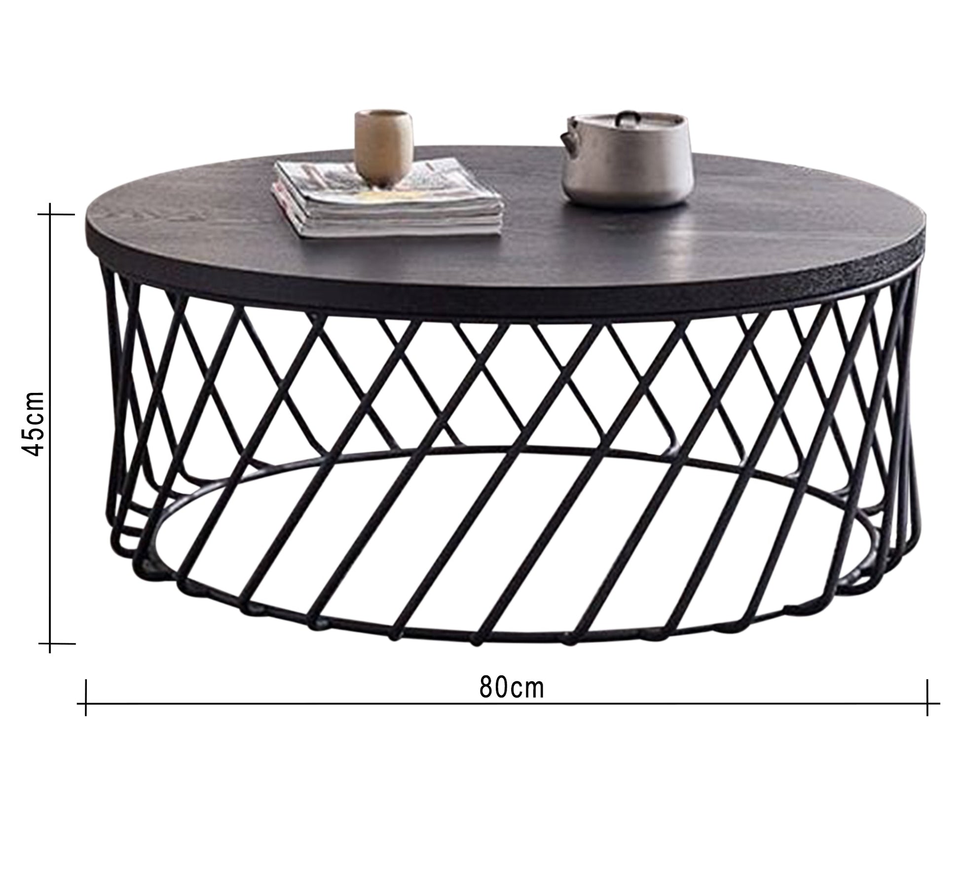 Circular wicker table with tilted steel legs - Vitrine Furniture - Furniture