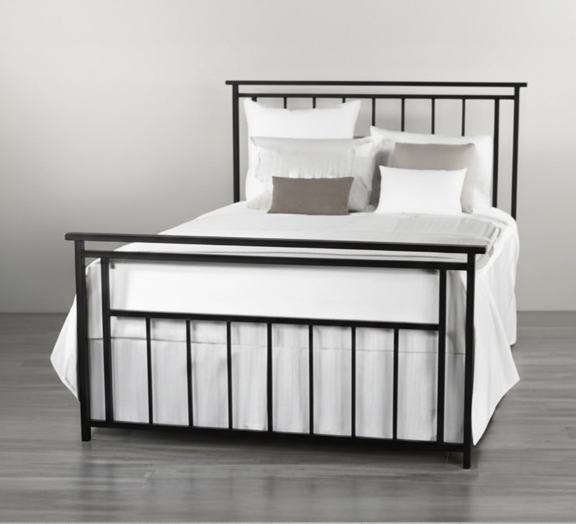 Classic black bed with a long metal frame - Vitrine Furniture - Furniture