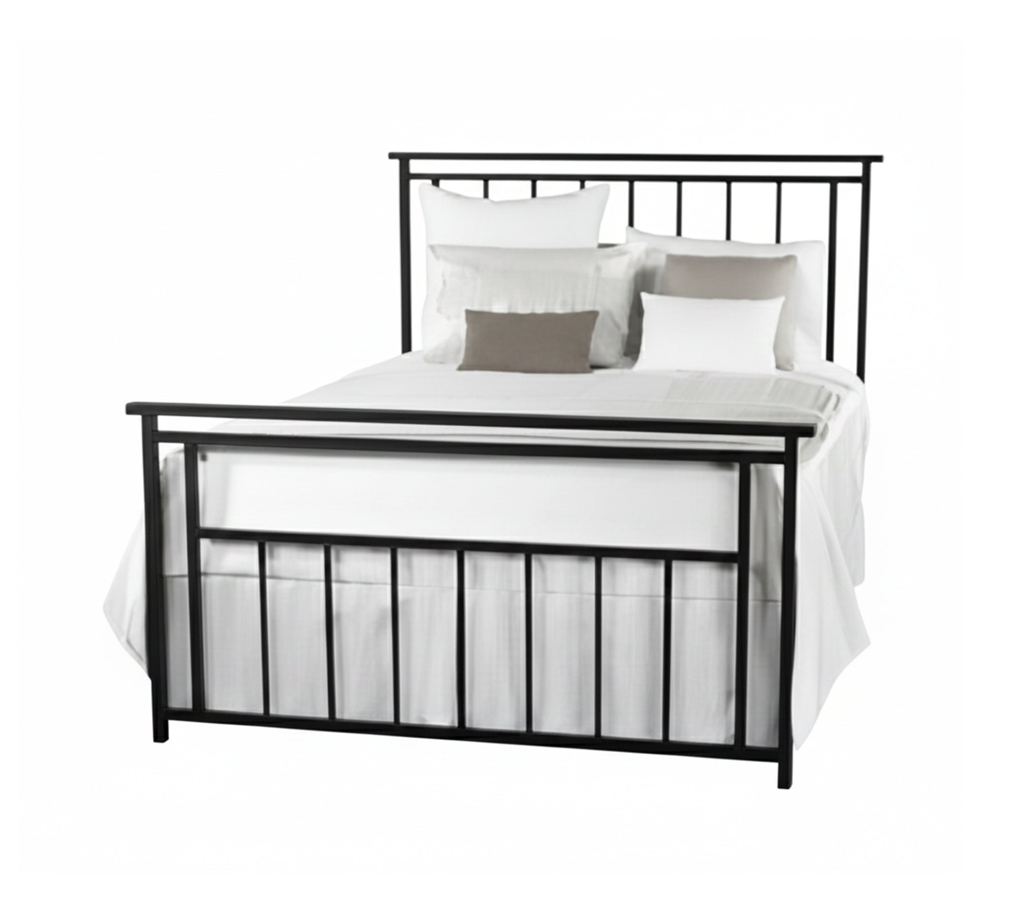 Classic black bed with a long metal frame - Vitrine Furniture - Furniture