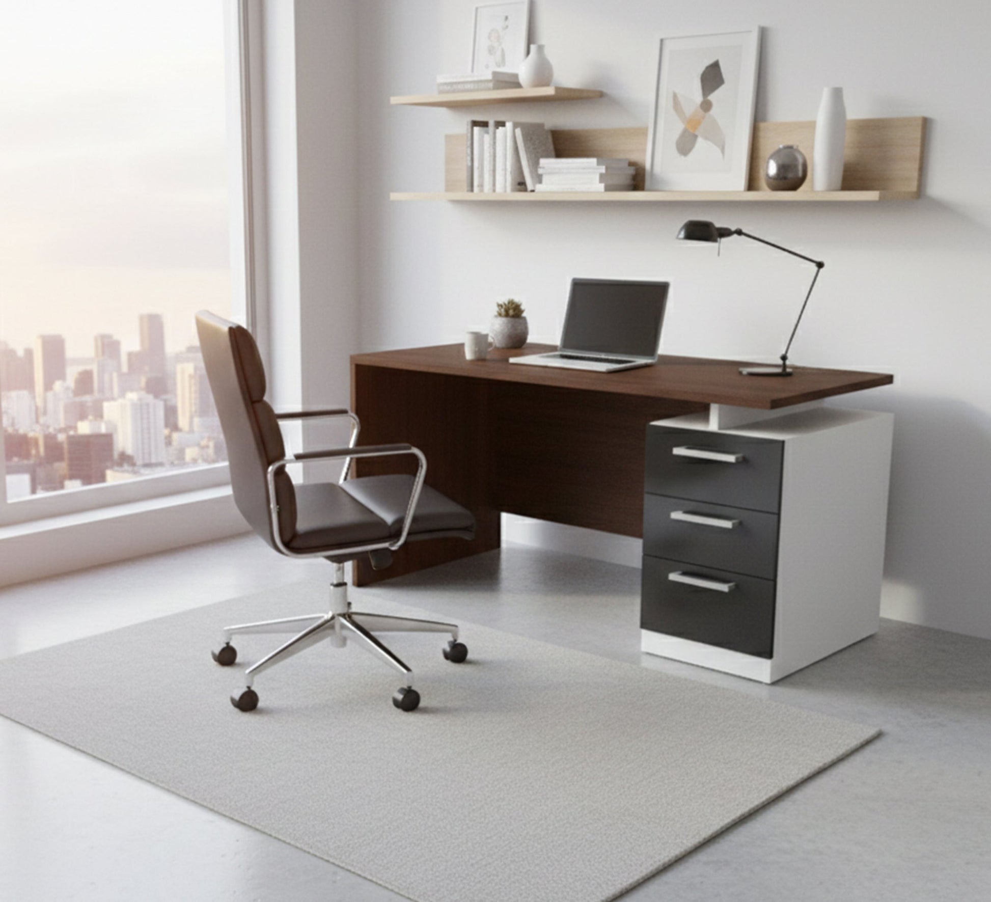 Classic brown desk with side drawer unit - Vitrine Furniture - Furniture