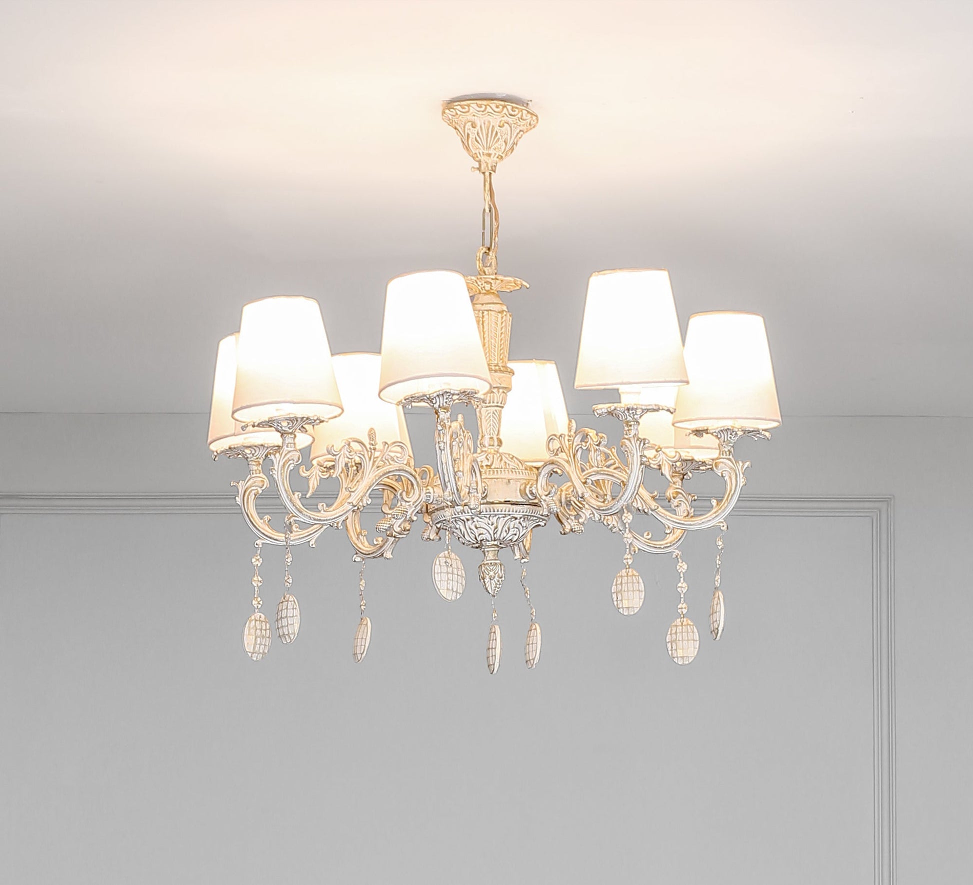 Classic chandelier with ivory and crystal touch - Vitrine Furniture - Lighting