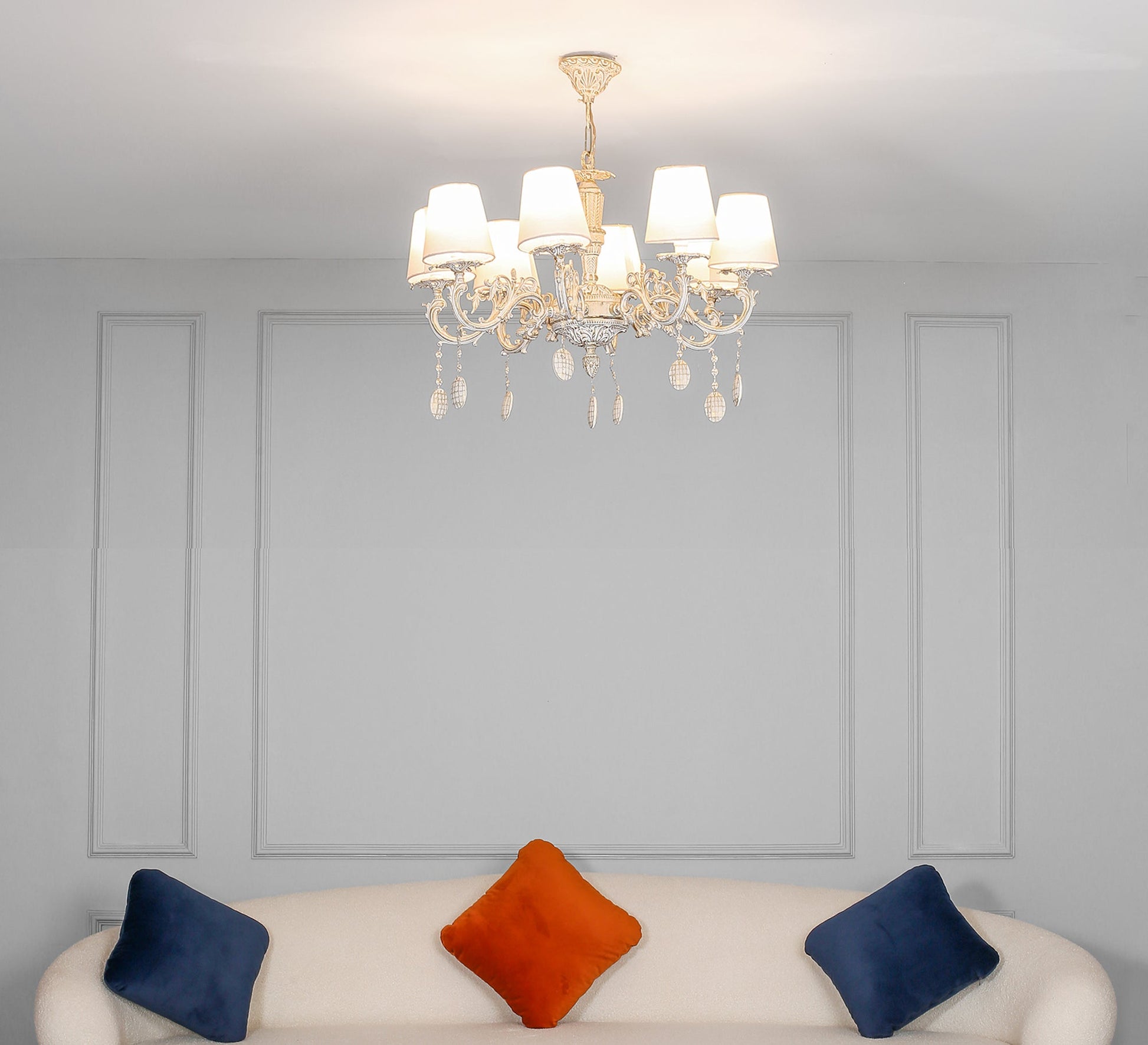 Classic chandelier with ivory and crystal touch - Vitrine Furniture - Lighting