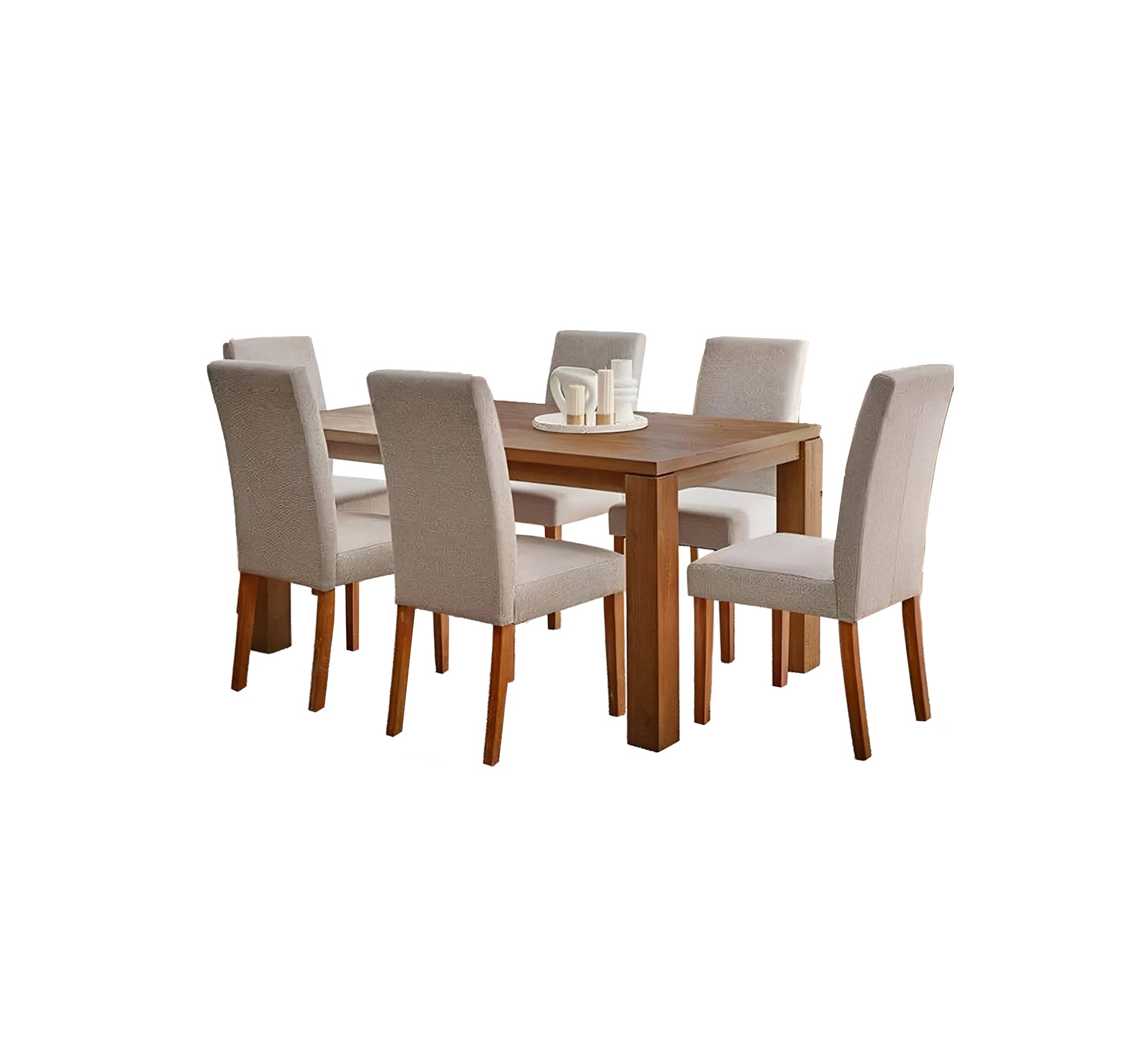 Classic dining set with natural wood and comfortable upholstery - Vitrine Furniture - Furniture