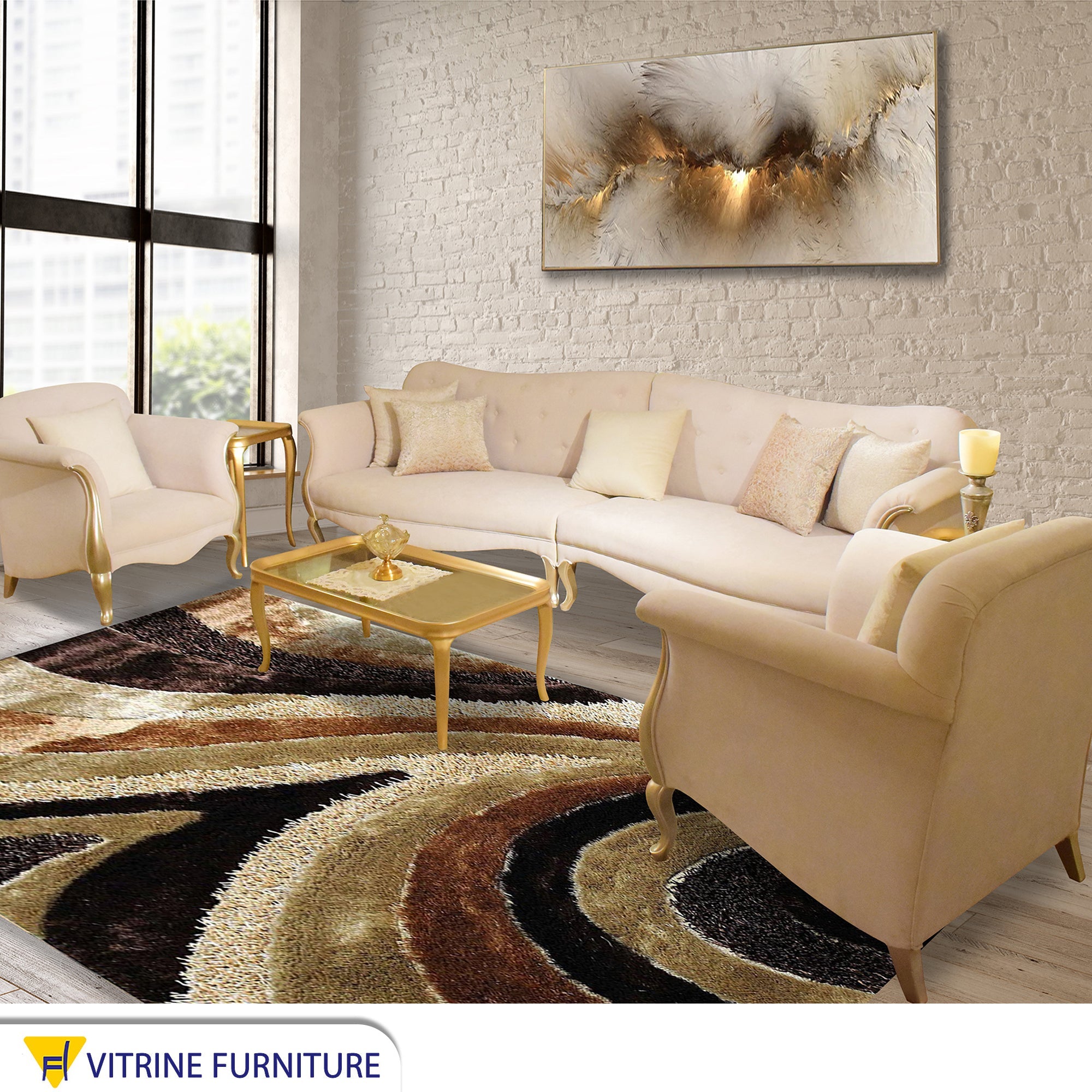 Classic Golden Elegance for Timeless Style - Vitrine Furniture - Living room sets